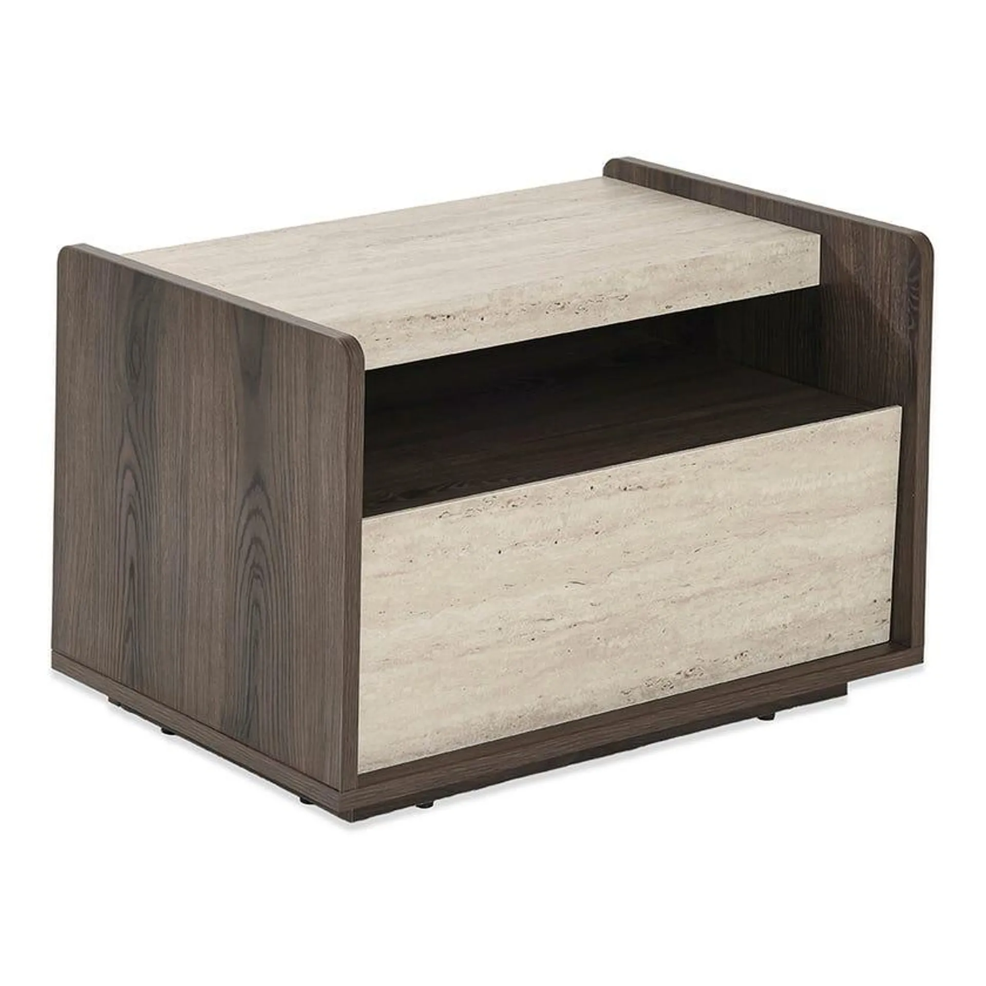 Lena Nightstand, Beige & Dark Walnut - 180x200 cm