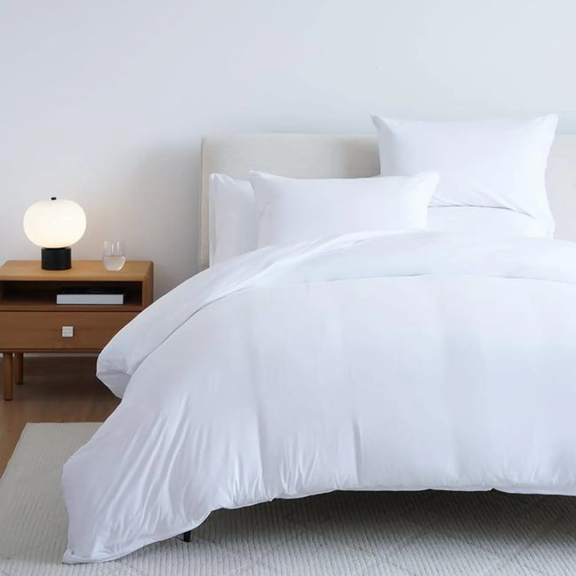 snug cotton jersey 3-piece duvet cover set 260x220cm - white