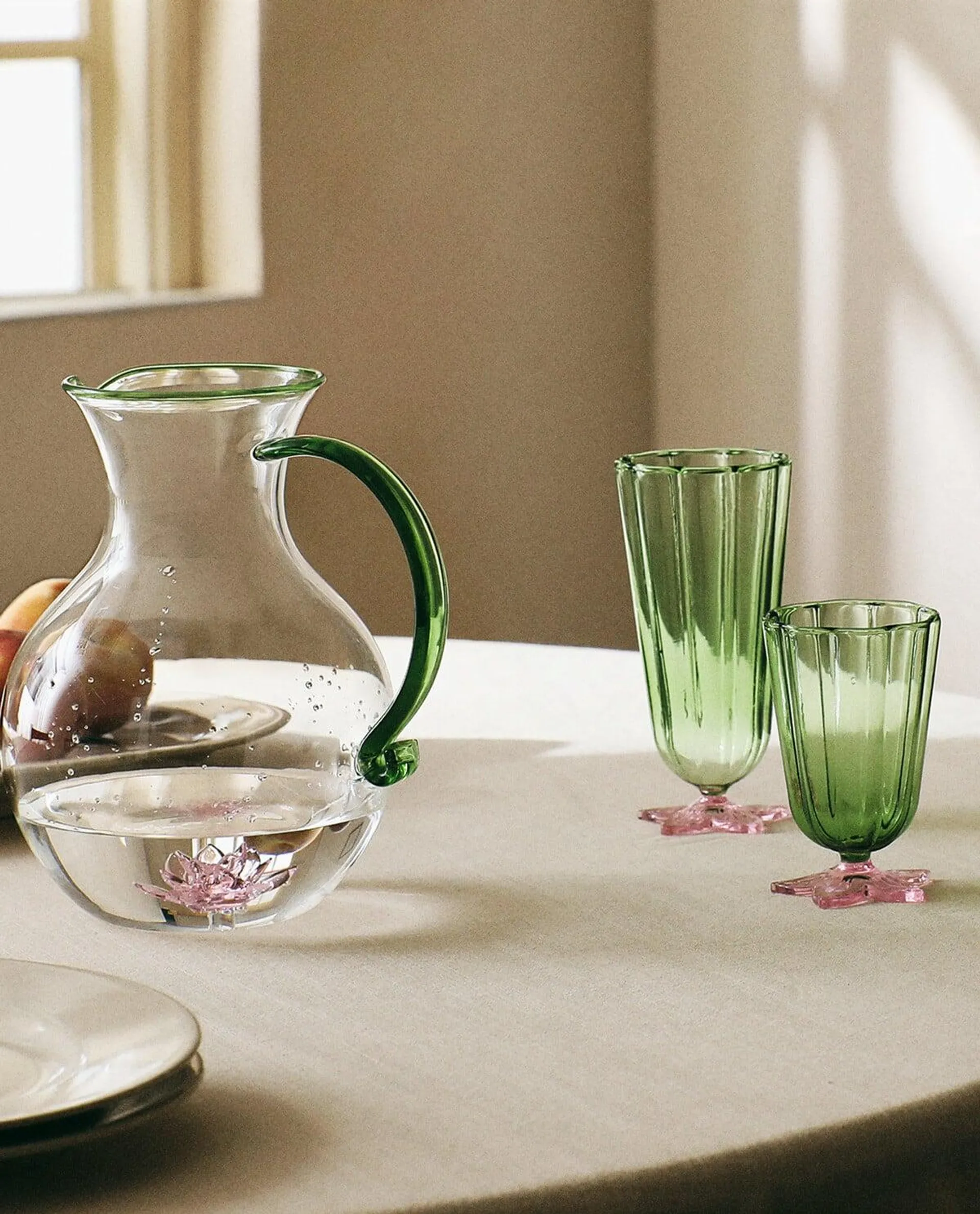 FLORAL BOROSILICATE GLASSWARE SET