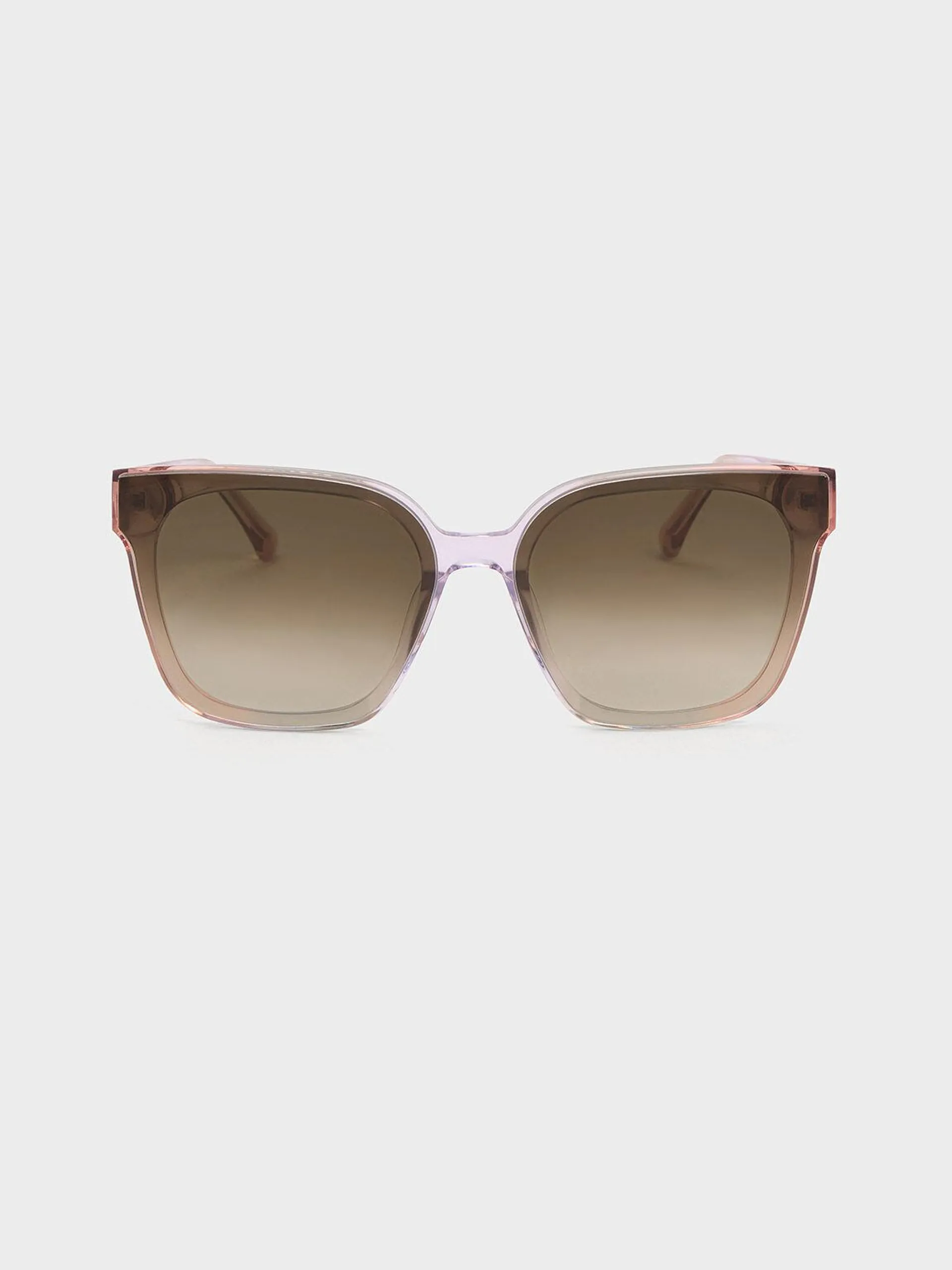 Square Thick-Frame Sunglasses - Pink