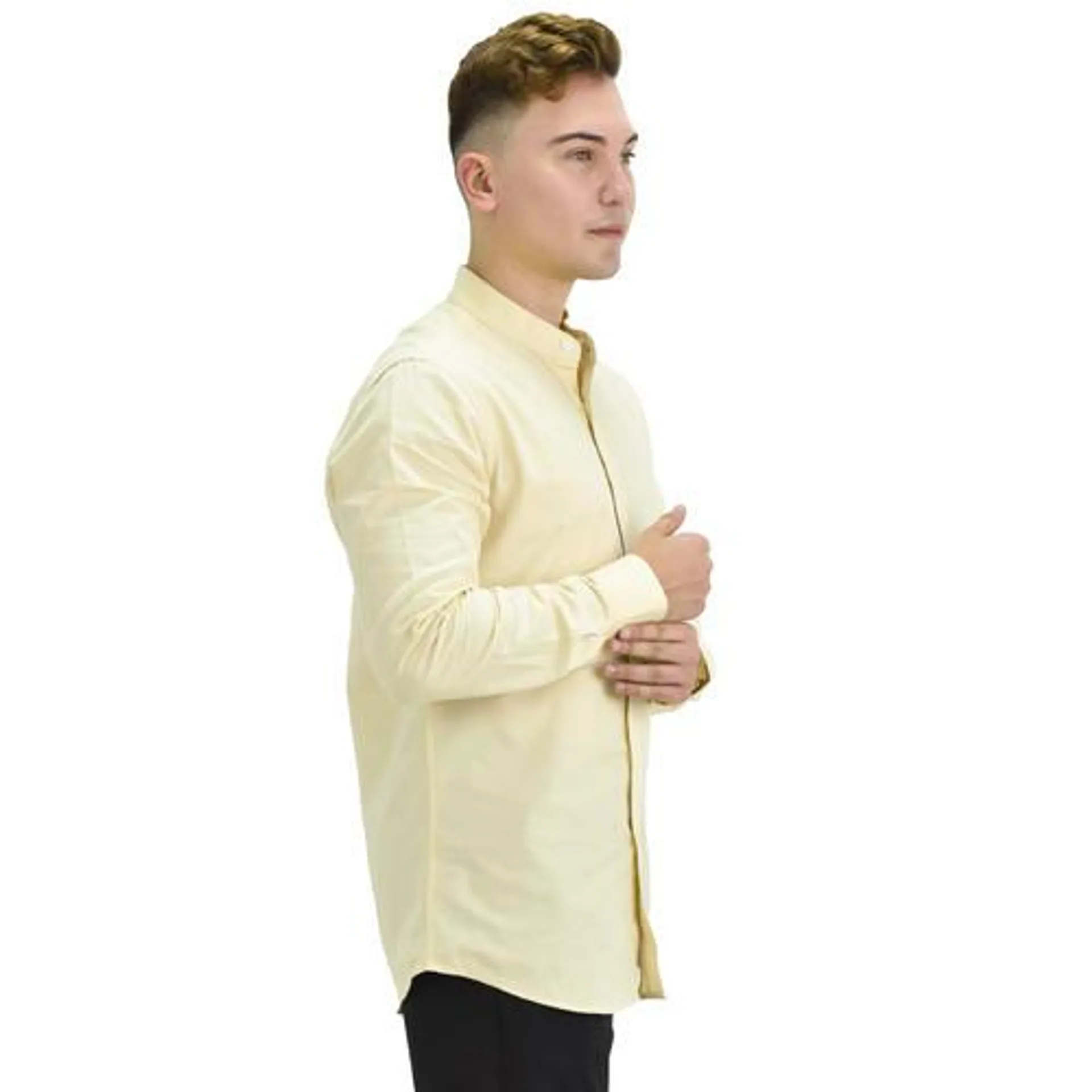Men's Band Collar Oxford Shirt
