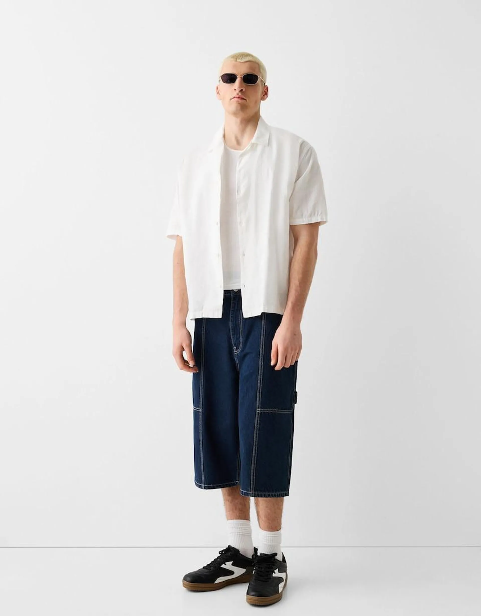 Baggy denim carpenter Bermuda shorts