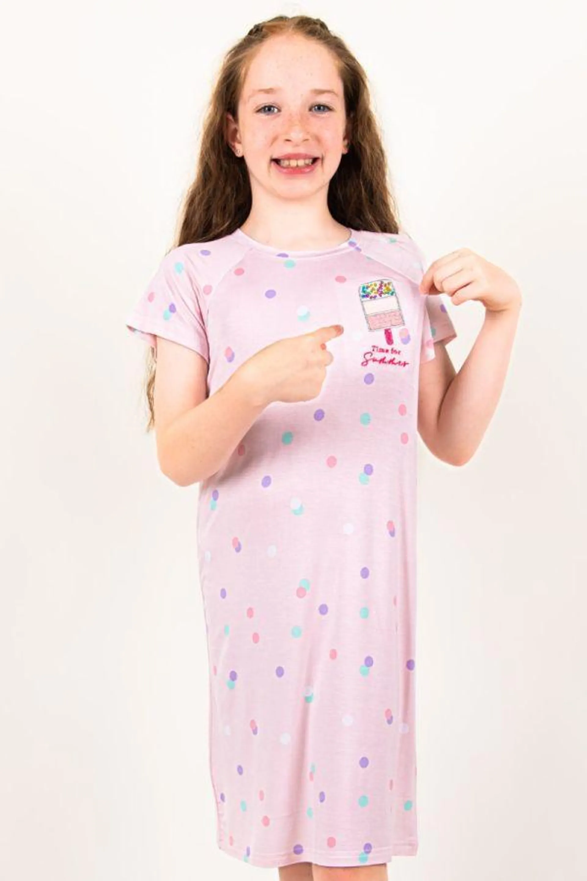 Girls Peach Polka Ice Cream Nightdress