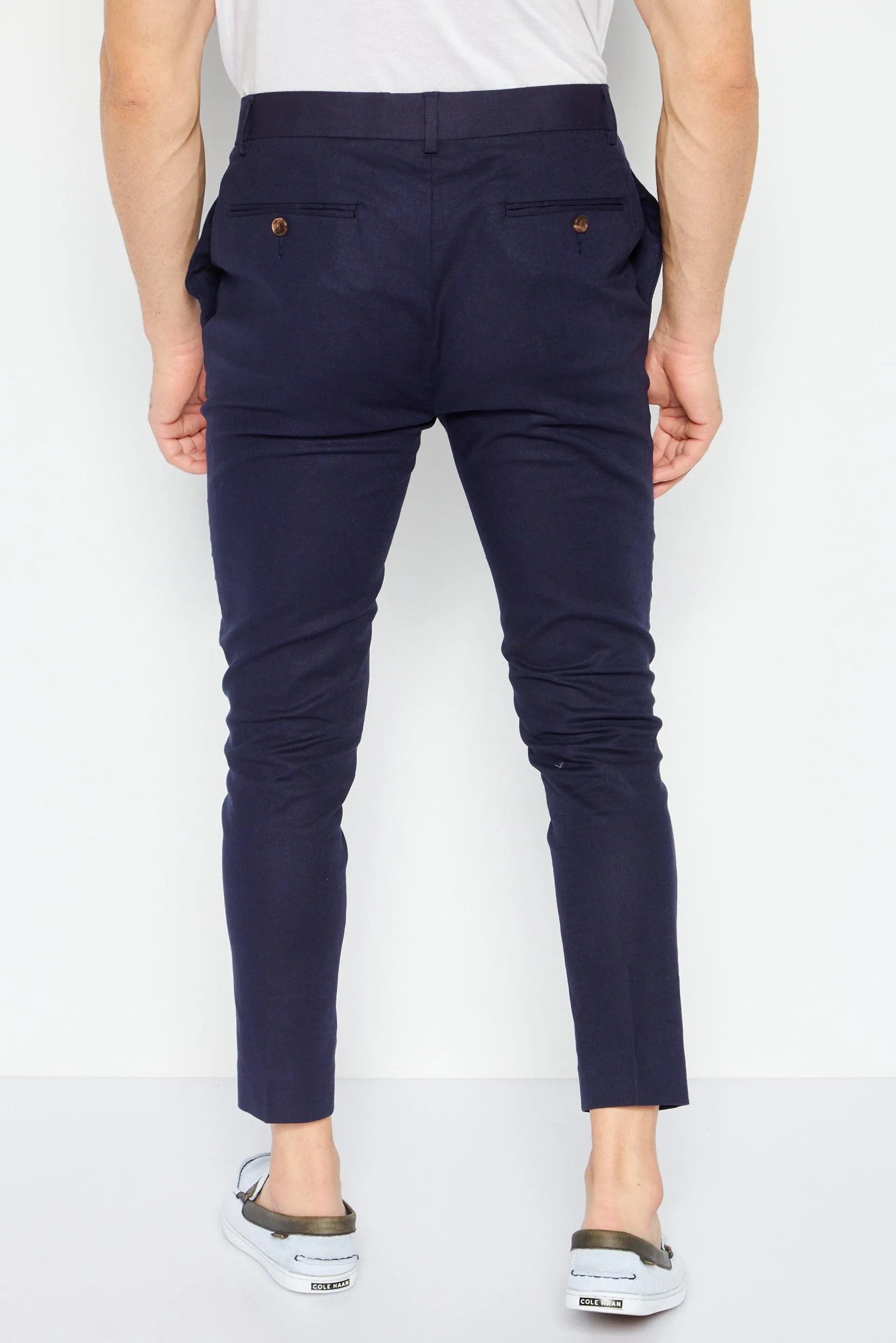 Men Regular Fit Solid Chino Pants, Navy Blue