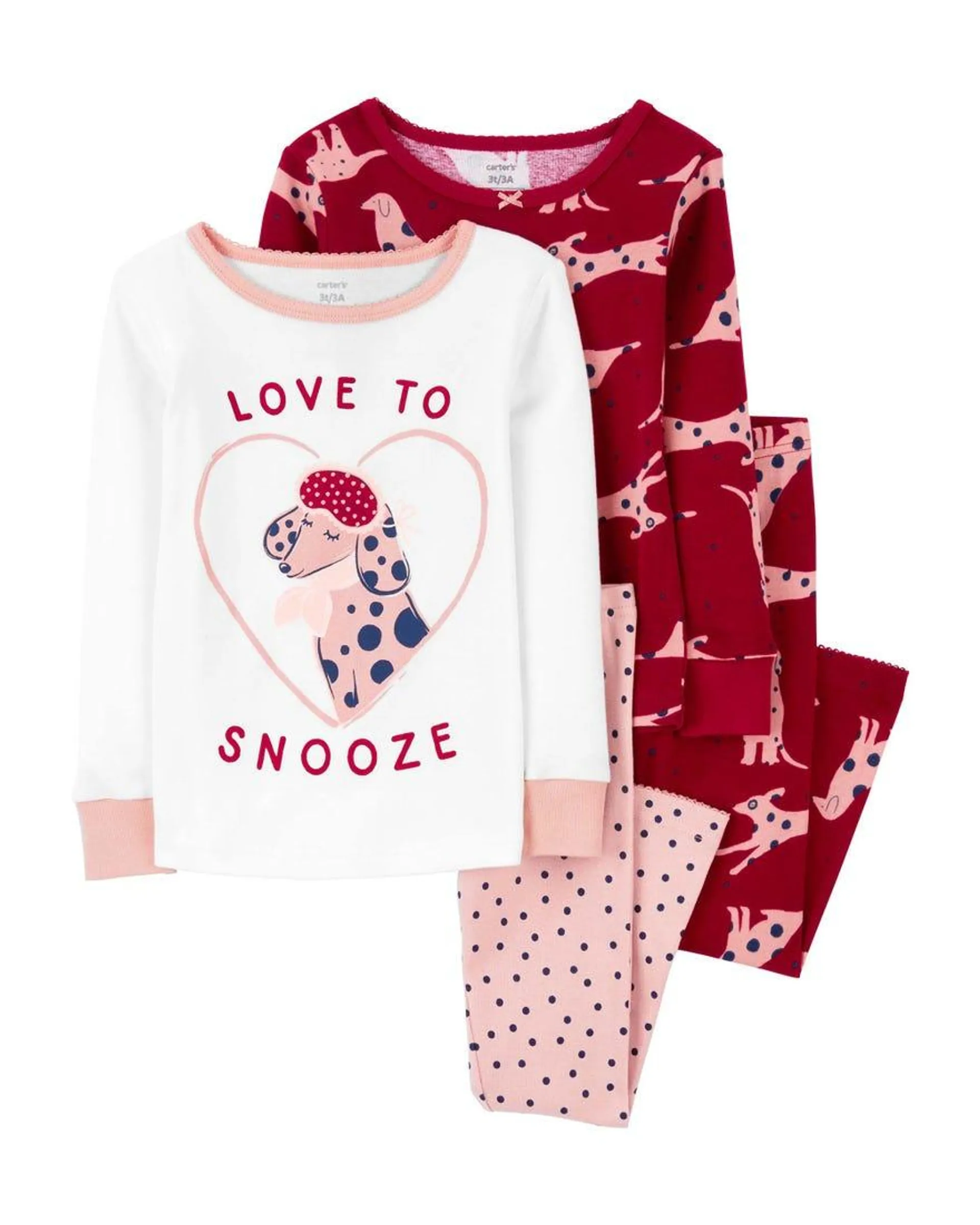 Dog and Polka Dot Prints 4-Piece Pyjama Set