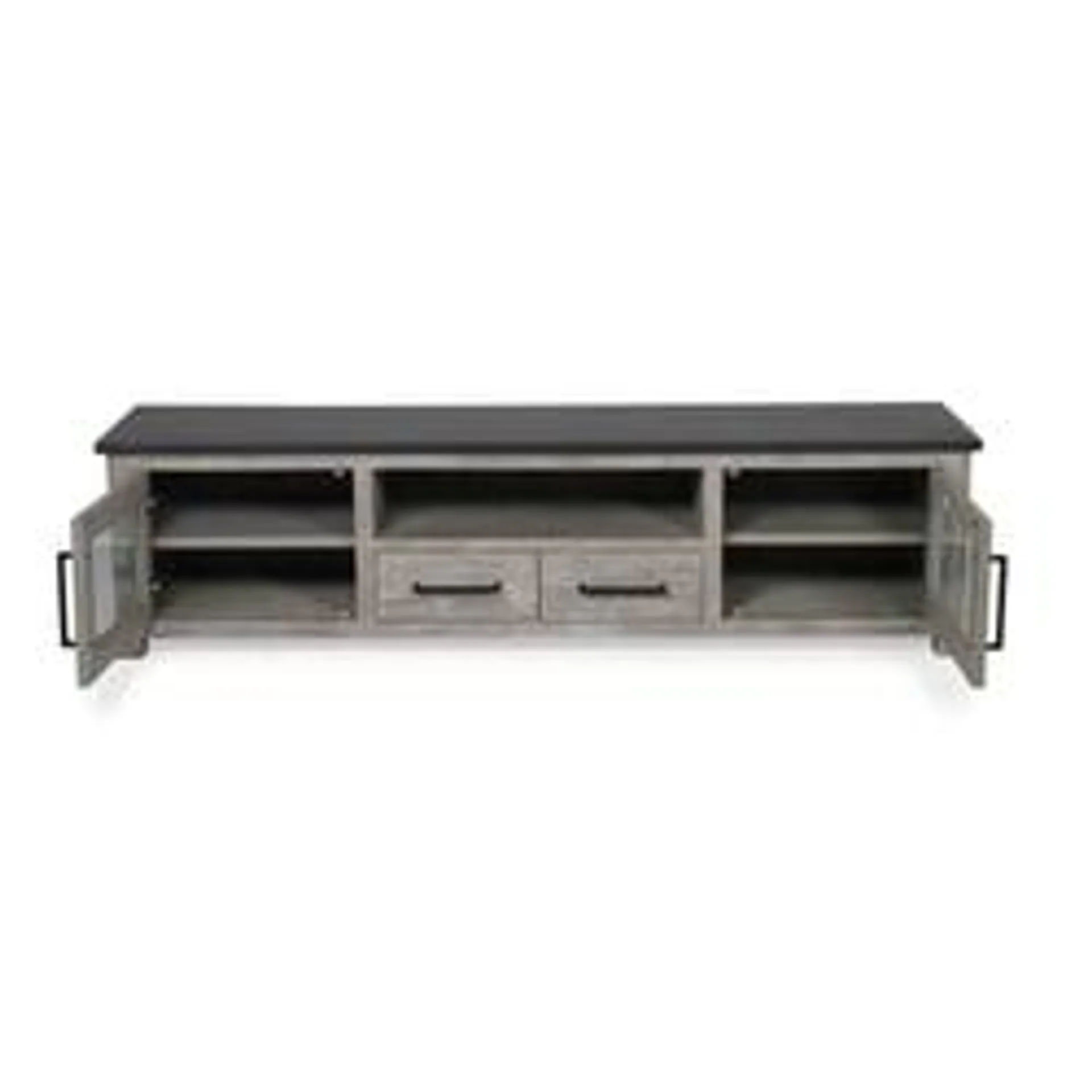 hillside tv unit upto 80 inches solid wood - grey & natural