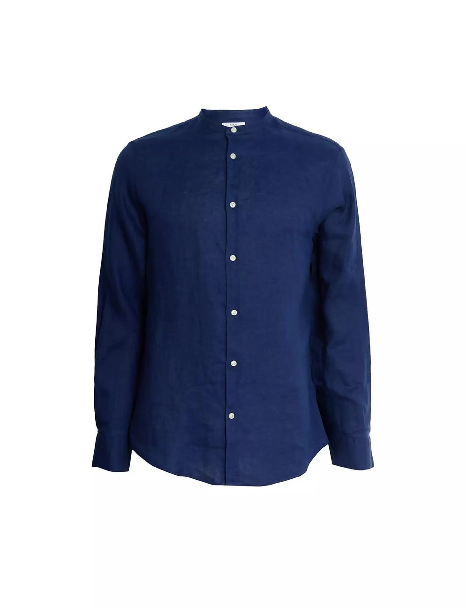 Pure Linen Grandad Collar Shirt