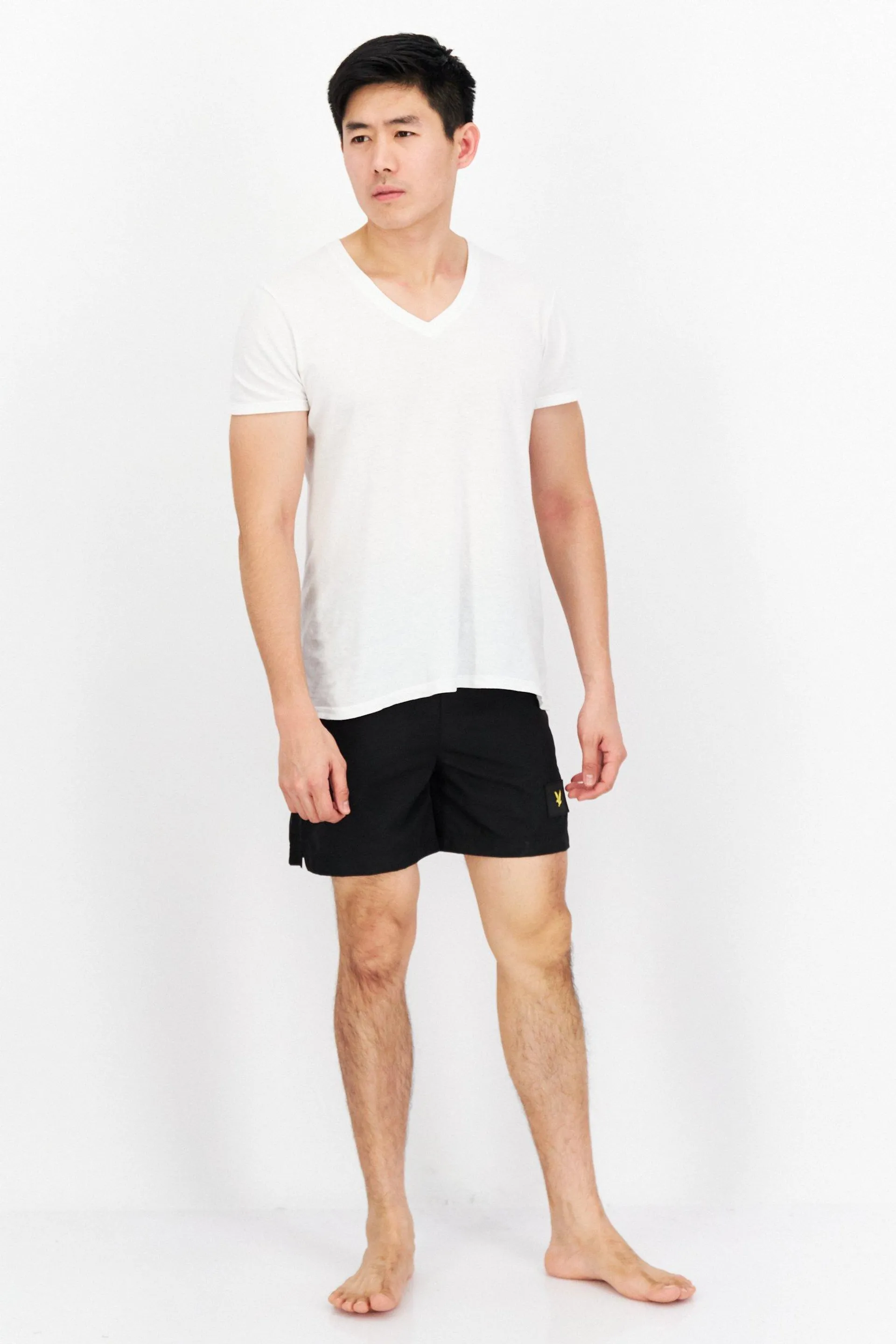 Men Brand Logo Basic Shorts, Black