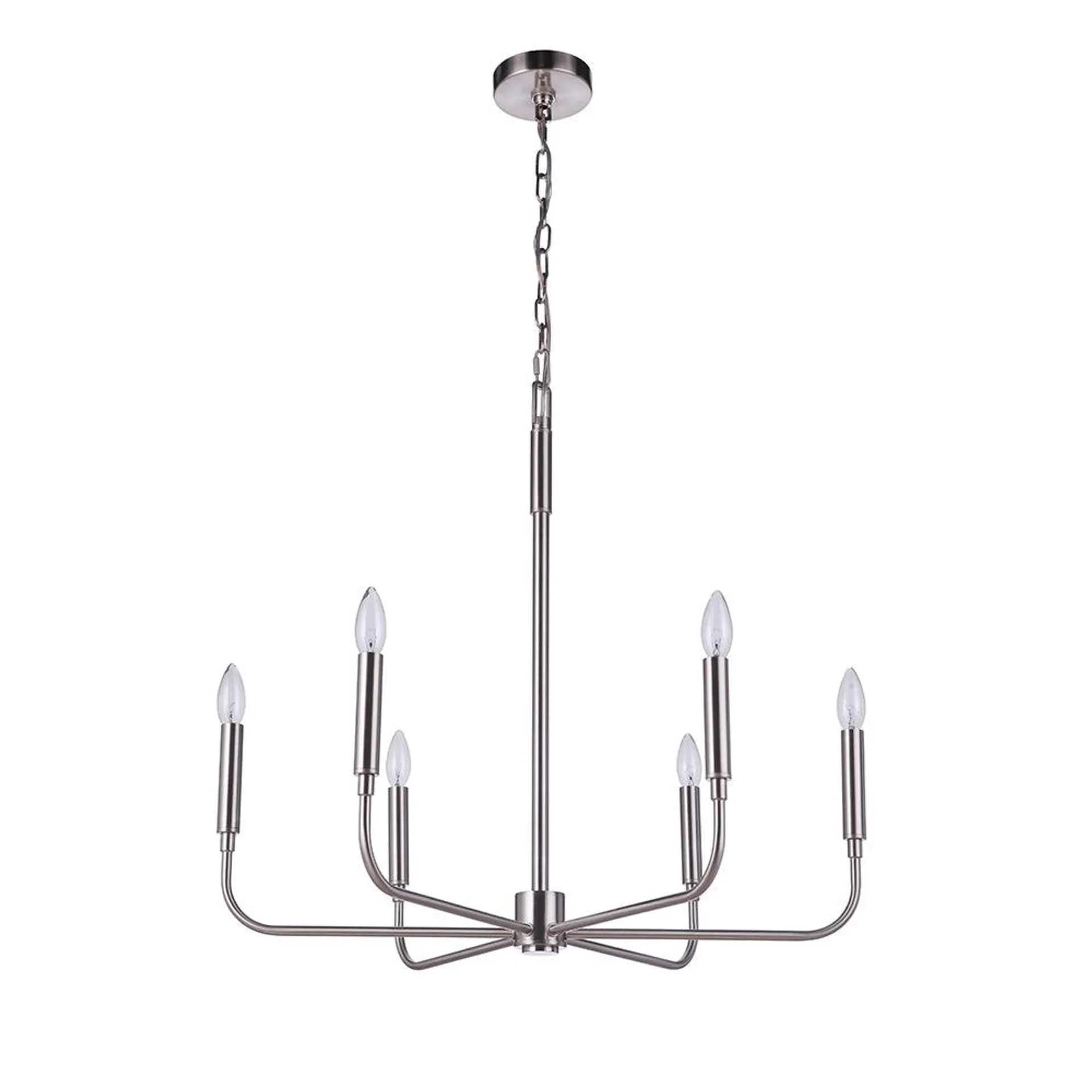 Beverly Six Light Chandelier - Satin Nickel