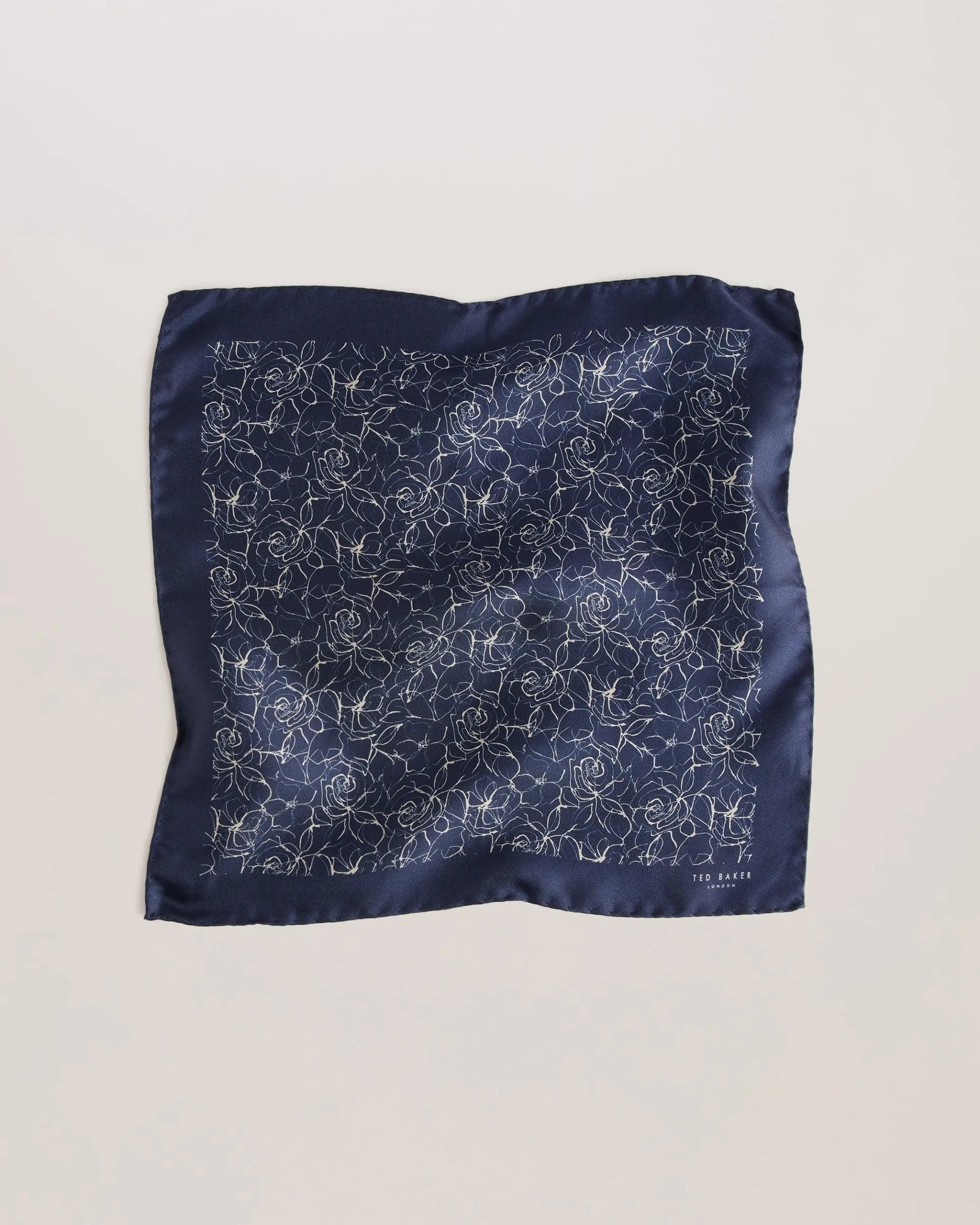 Cavp Abstract Floral Silk Pocket Square Navy