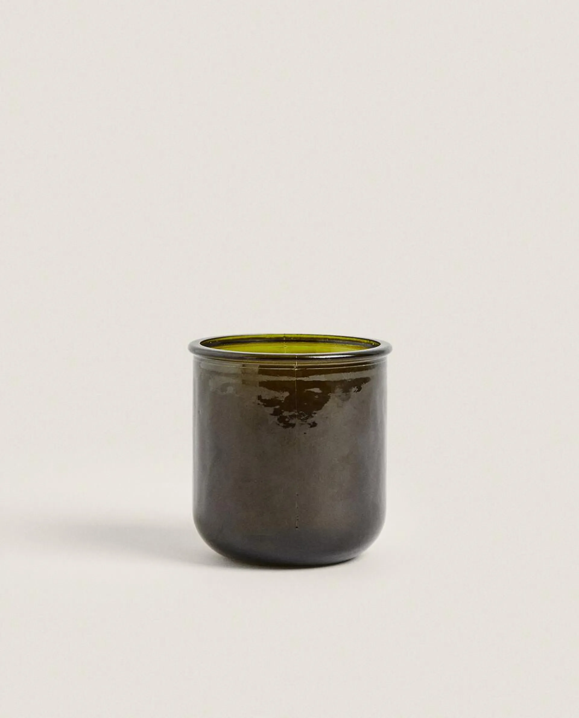 OLIVE GREEN GLASS TOOTHBRUSH HOLDER