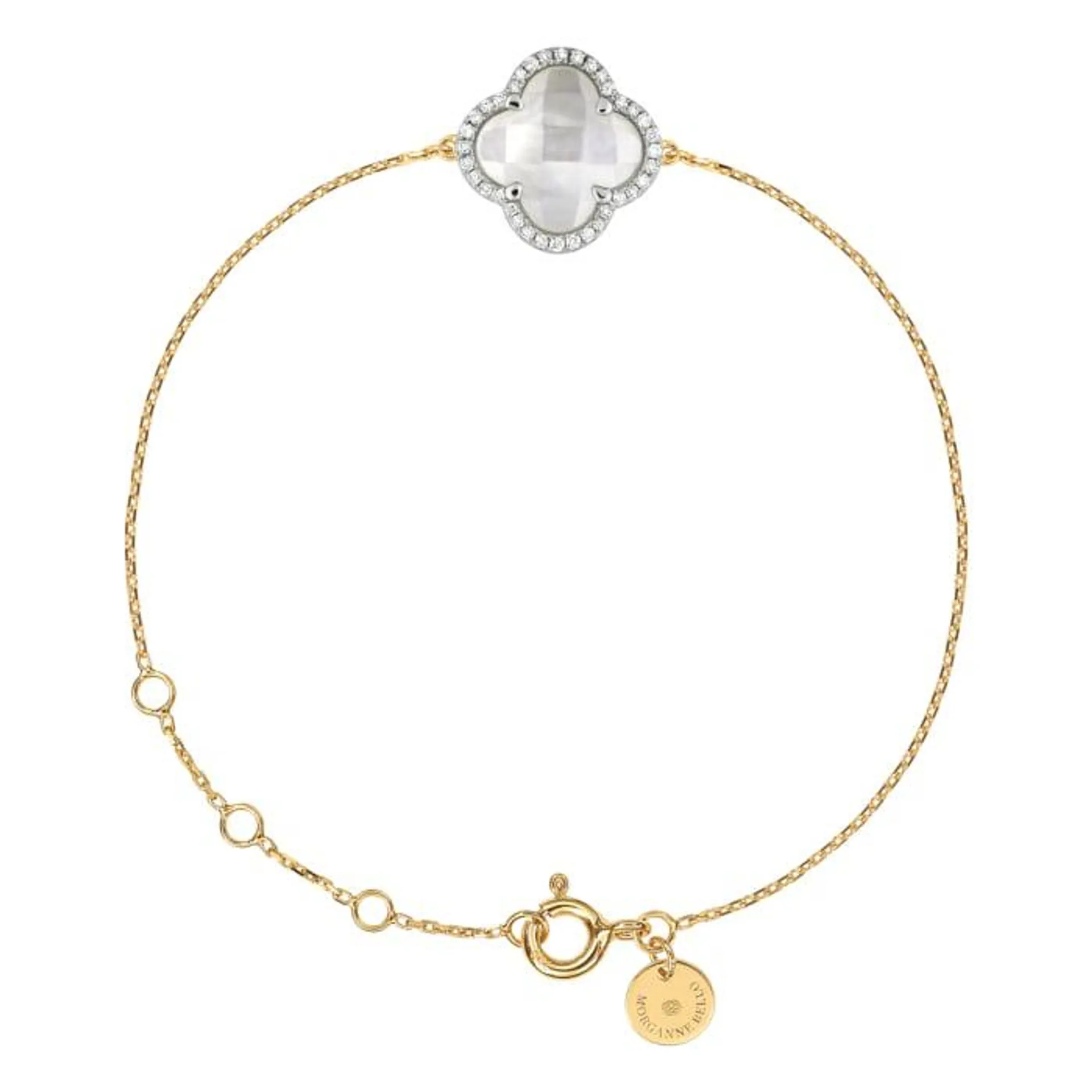 Morganne Bello Mother Of Pearl + Diamonds Yellow Gold Victoria Bracelet