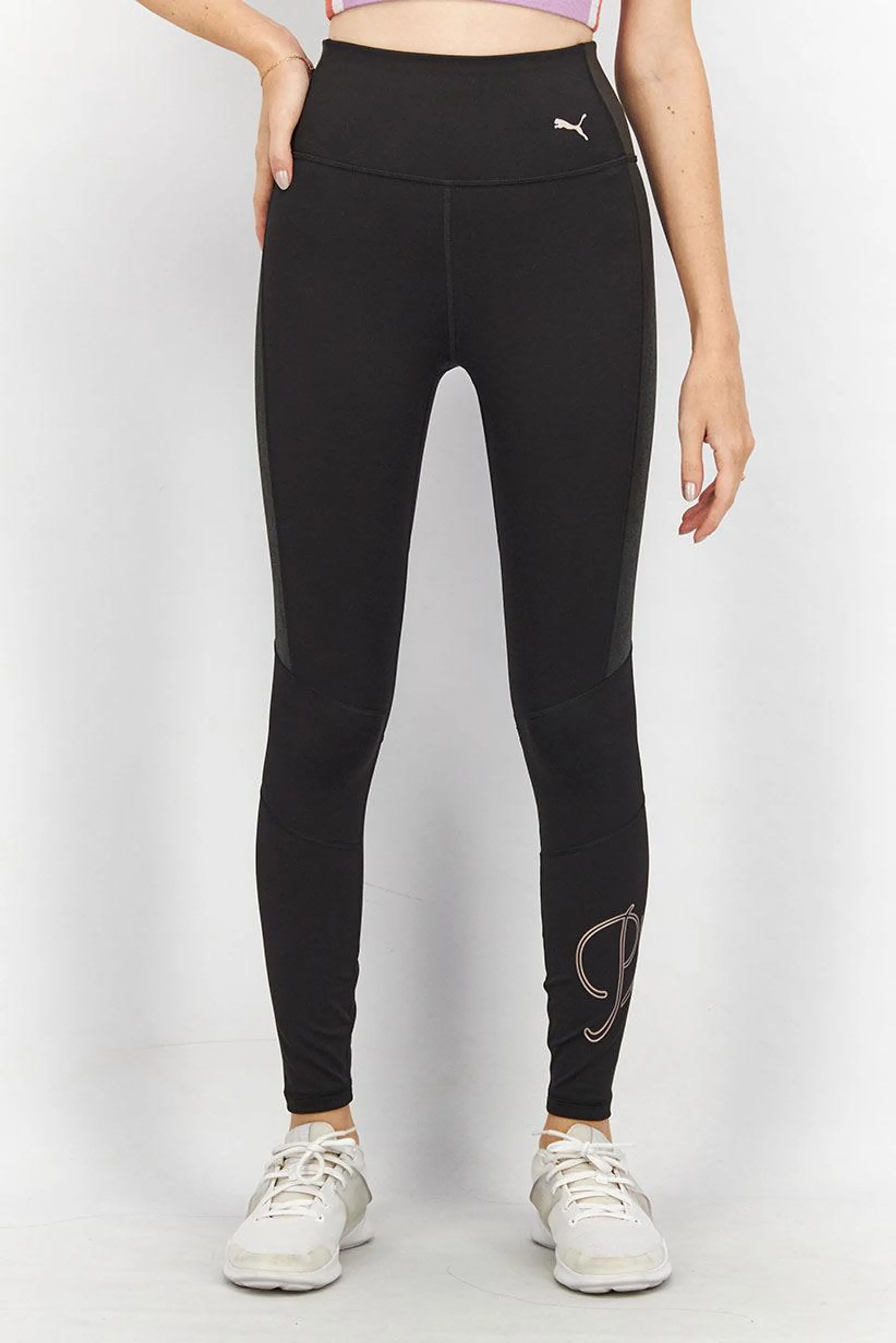 Women Sportswear Fit Training Leggings, Black and Pink Combo