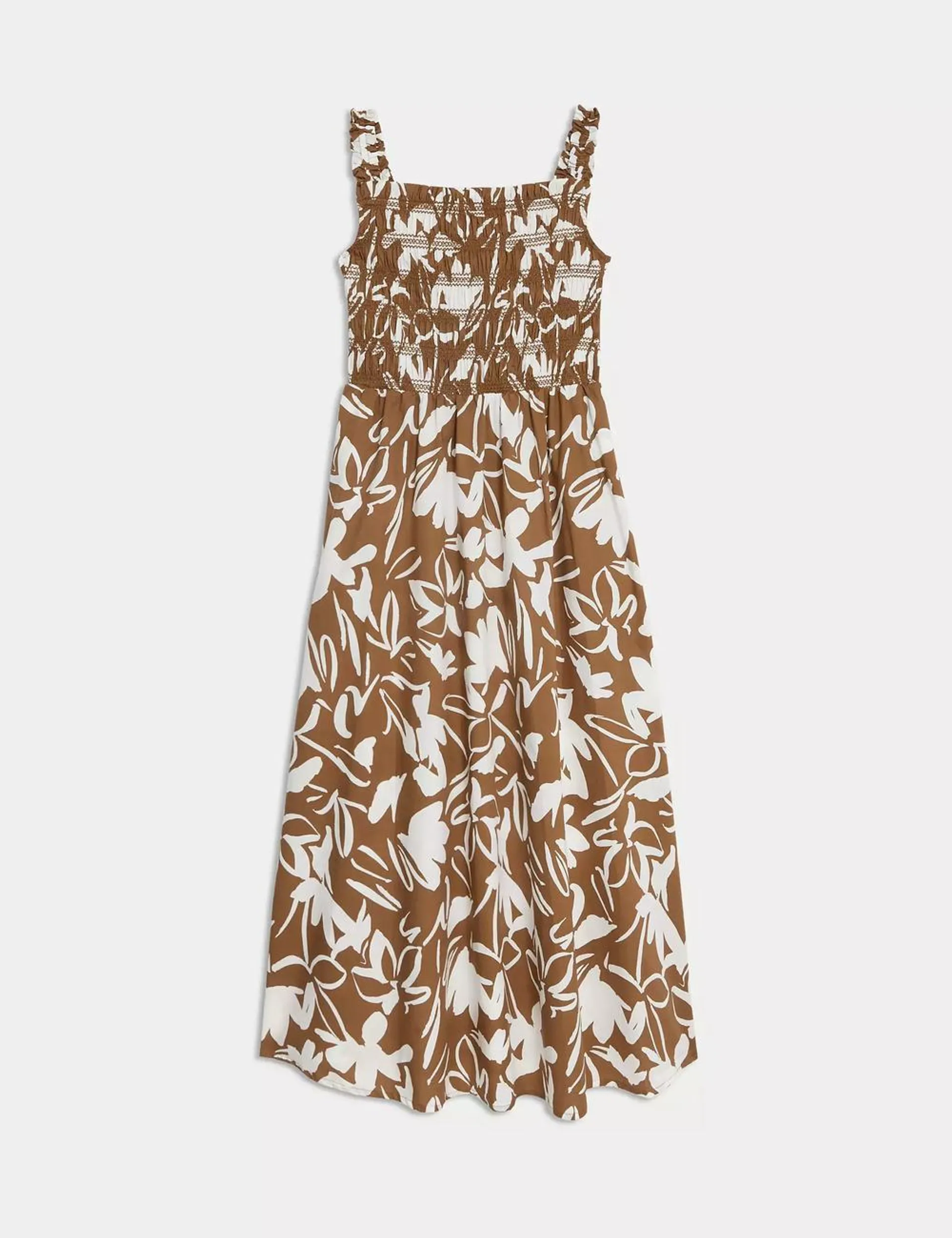 Pure Cotton Printed Midi Waisted Cami Dress