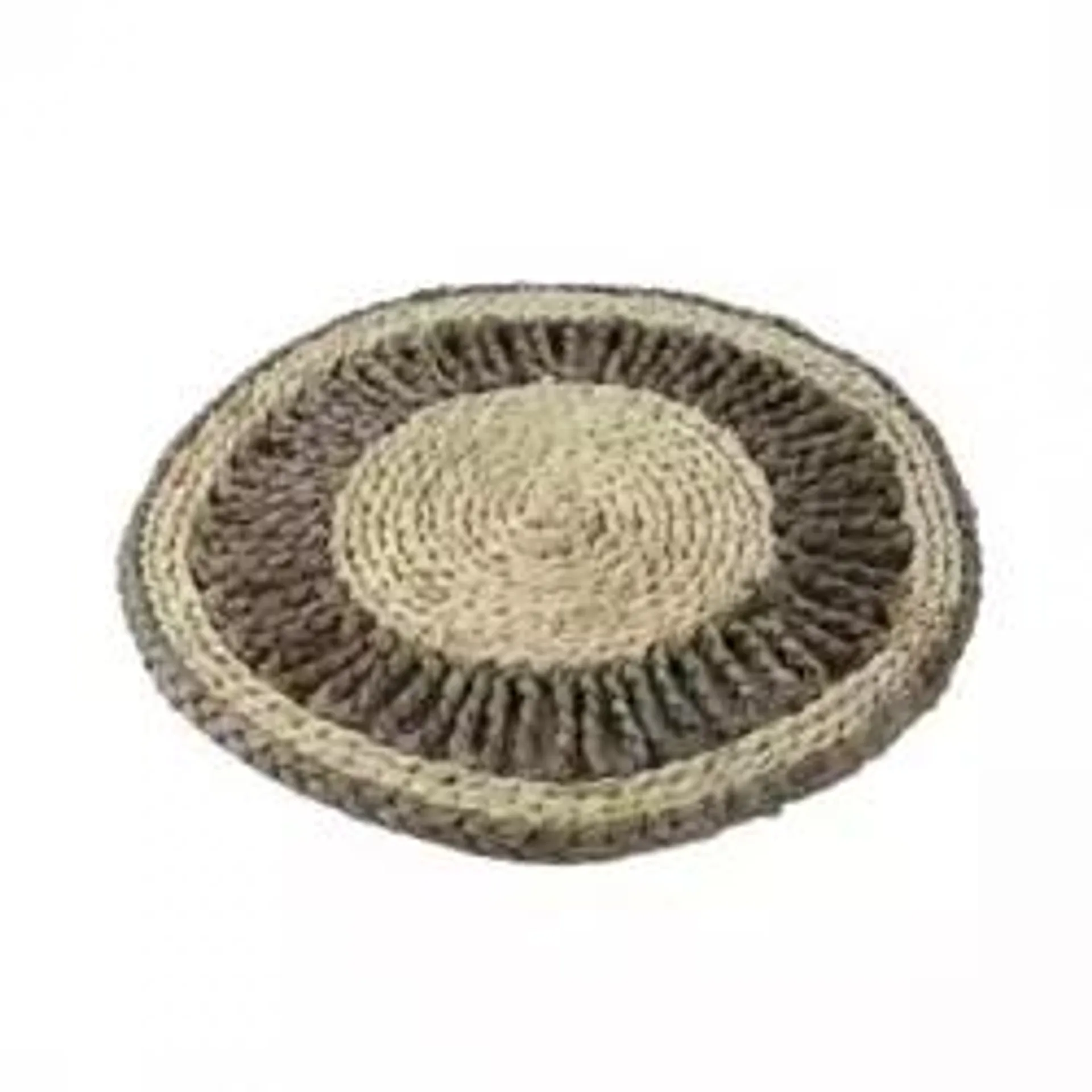 Round Woven Handmade Corn Husk Kitchen Table Placemats Braided Design- Gray
