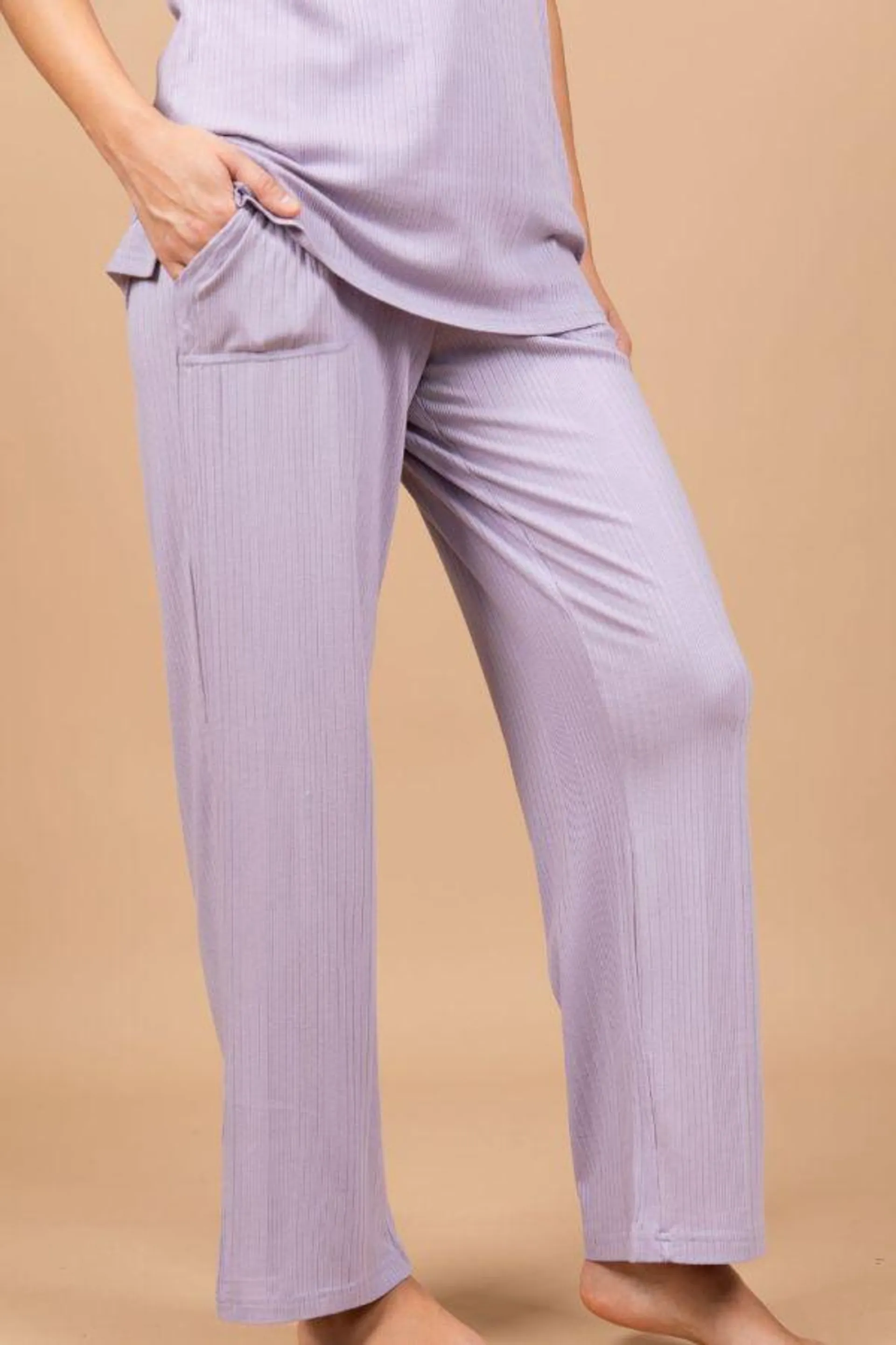 Ladies Lilac Variegated Rib Lounge Pant
