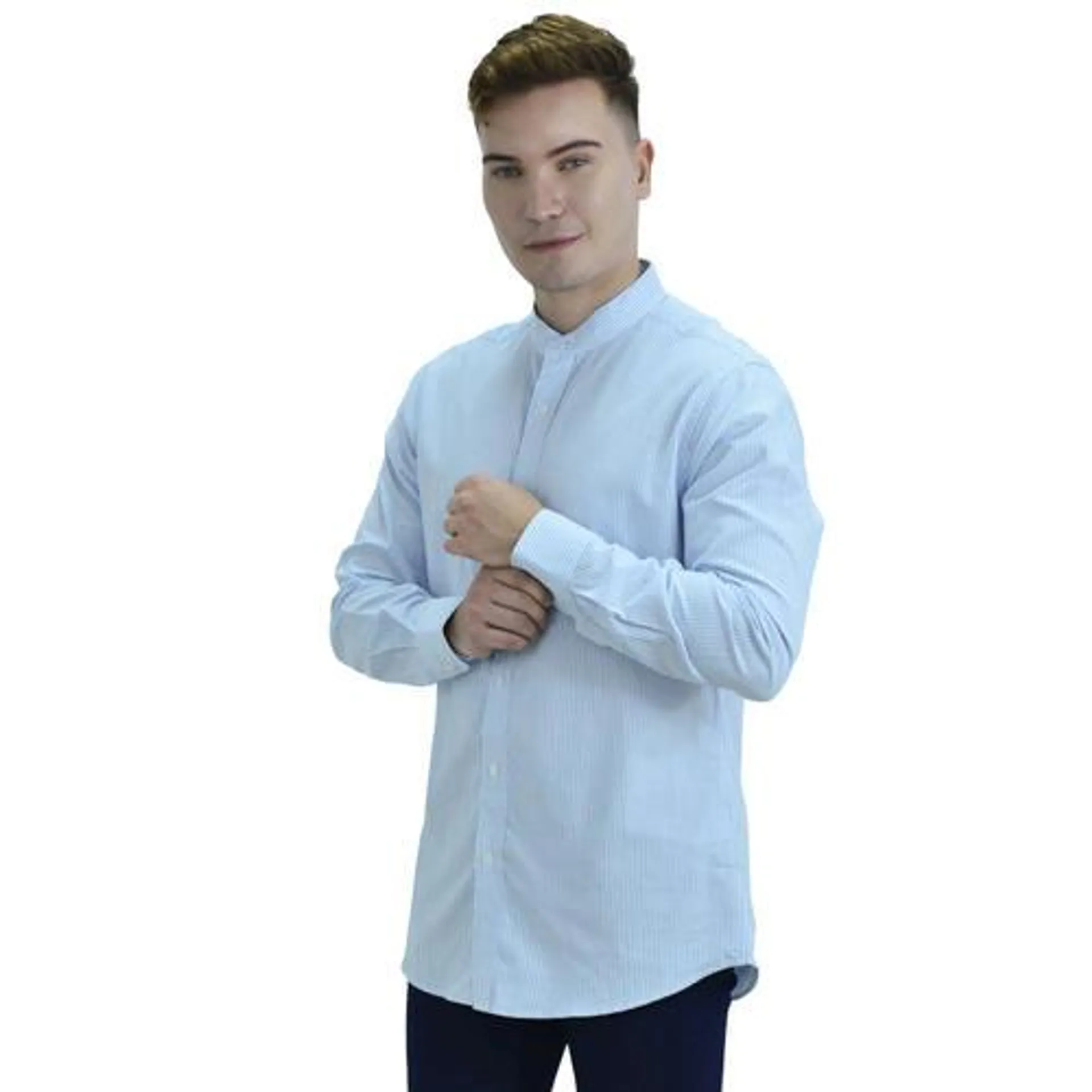 Men's Band Collar Oxford Shirt