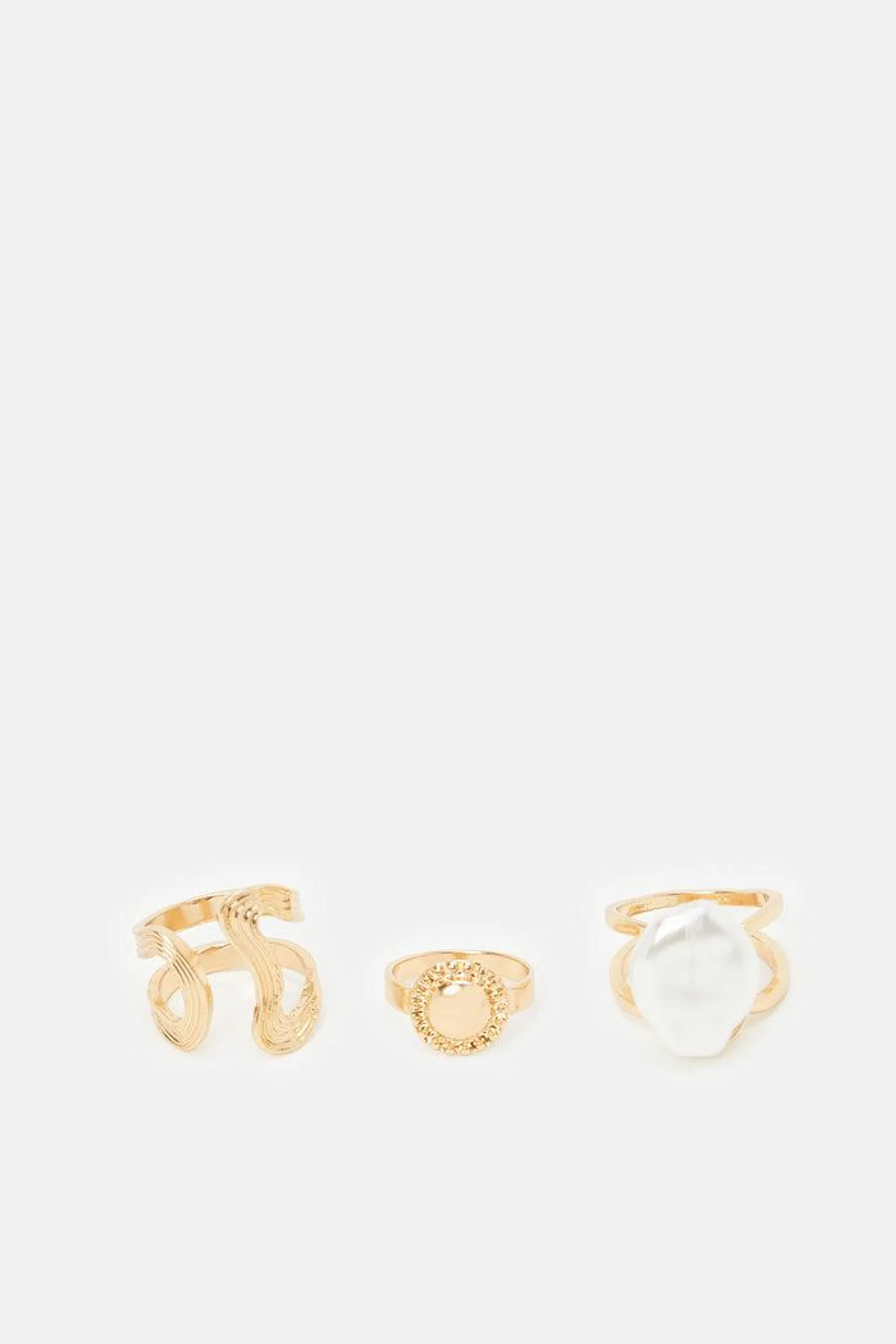 Women Gold Embellished Ring Set (Pack of 3)