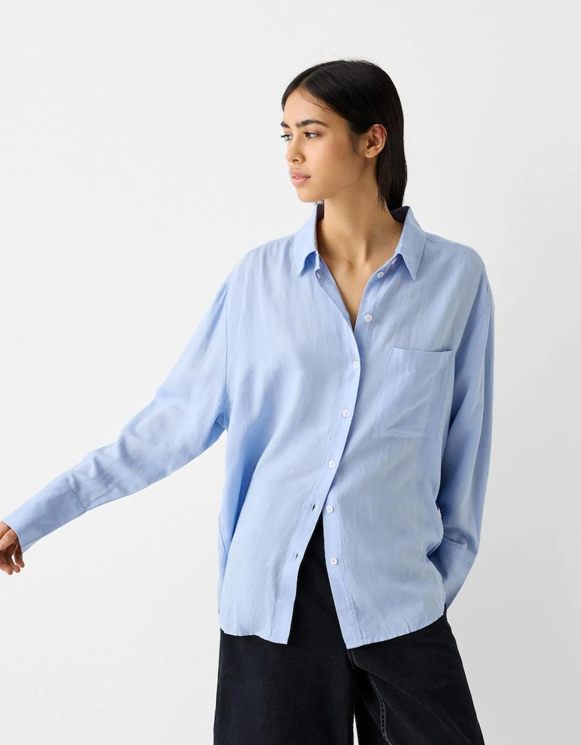 Long sleeve oversize linen shirt