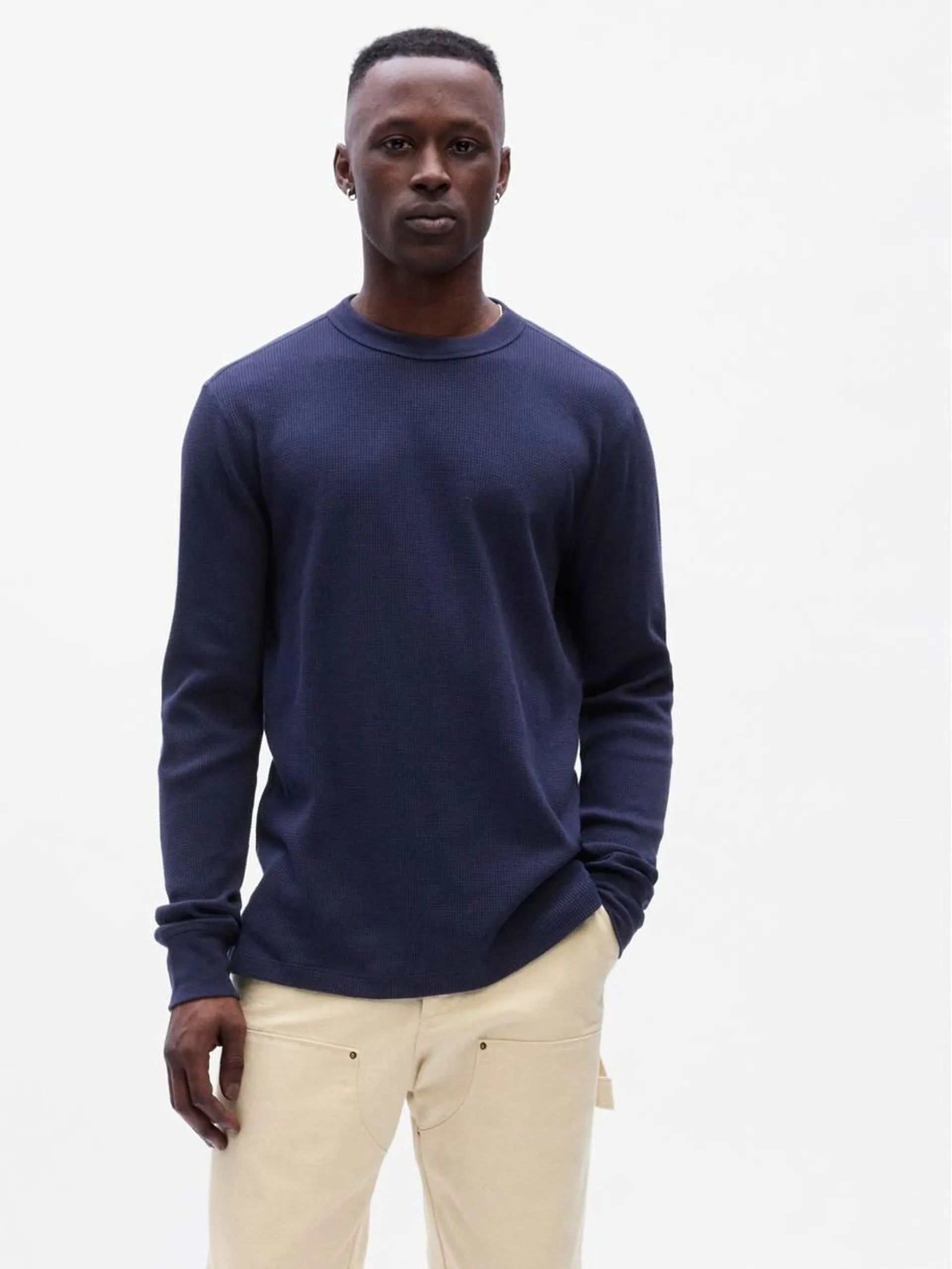 Waffle-Knit Crewneck T-Shirt