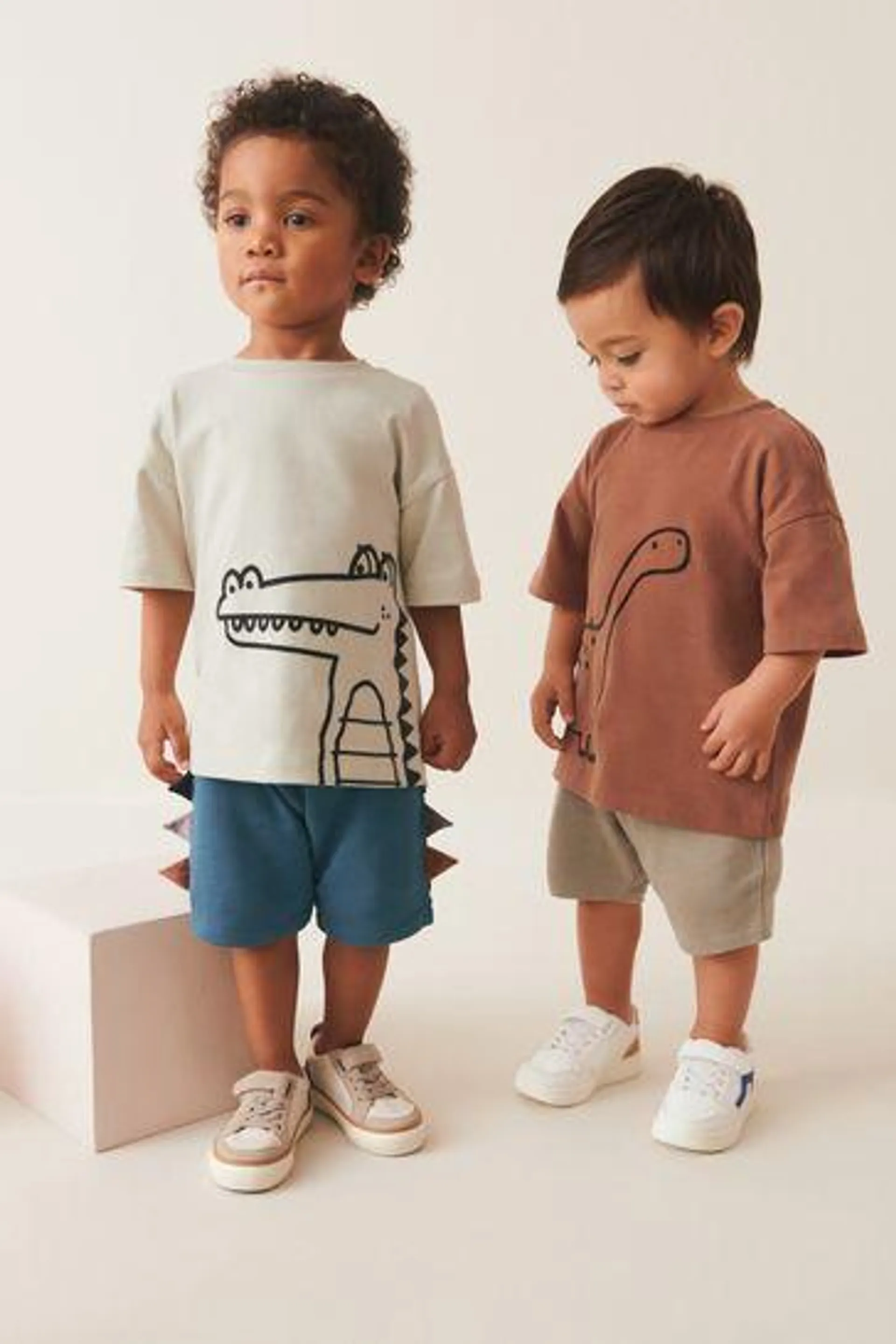 Rust Brown/Ecru Cream 2 pack T-shirt and Shorts Set (3mths-7yrs)