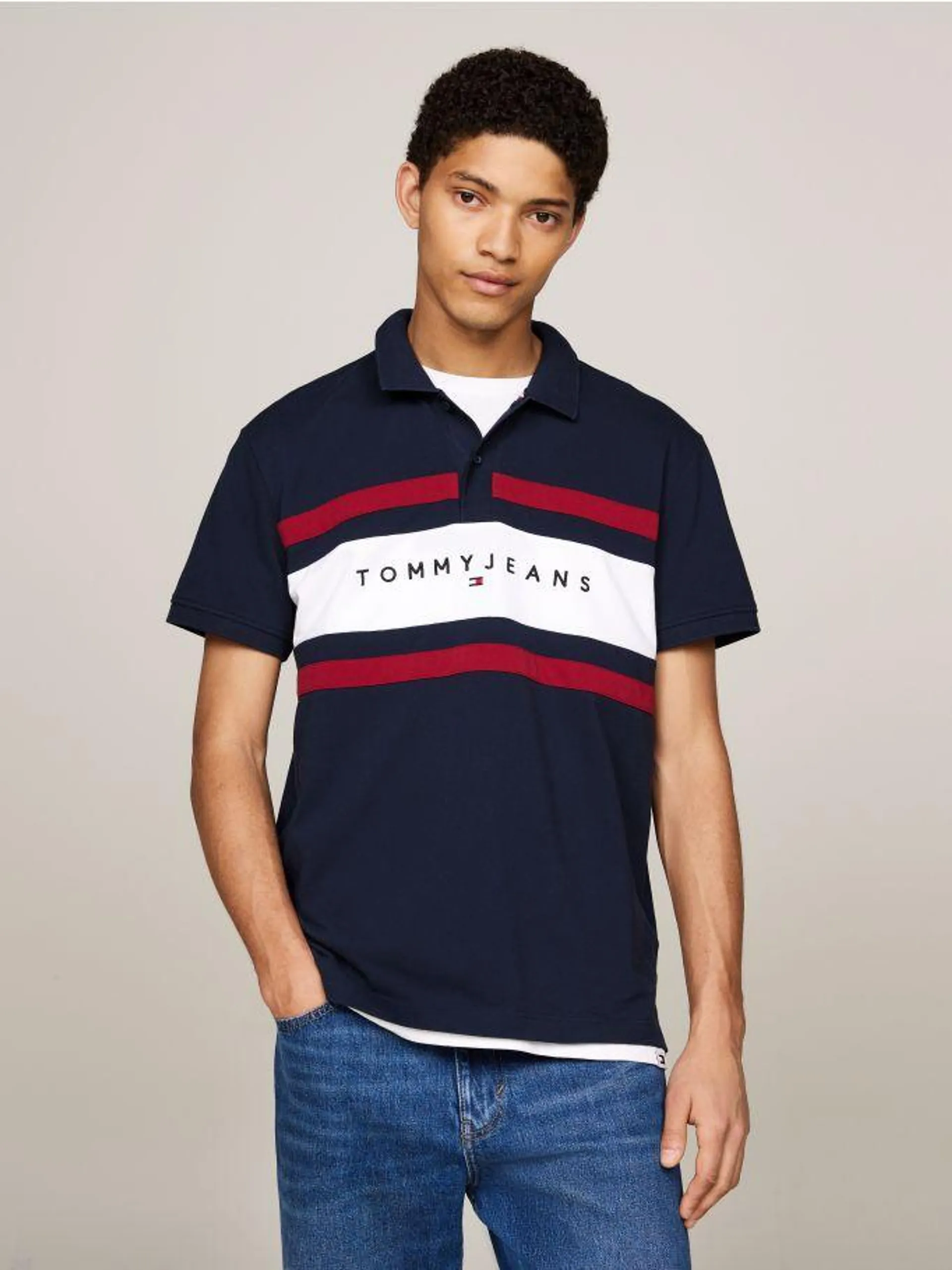 Colour-Blocked Logo Regular Fit Polo T-Shirt