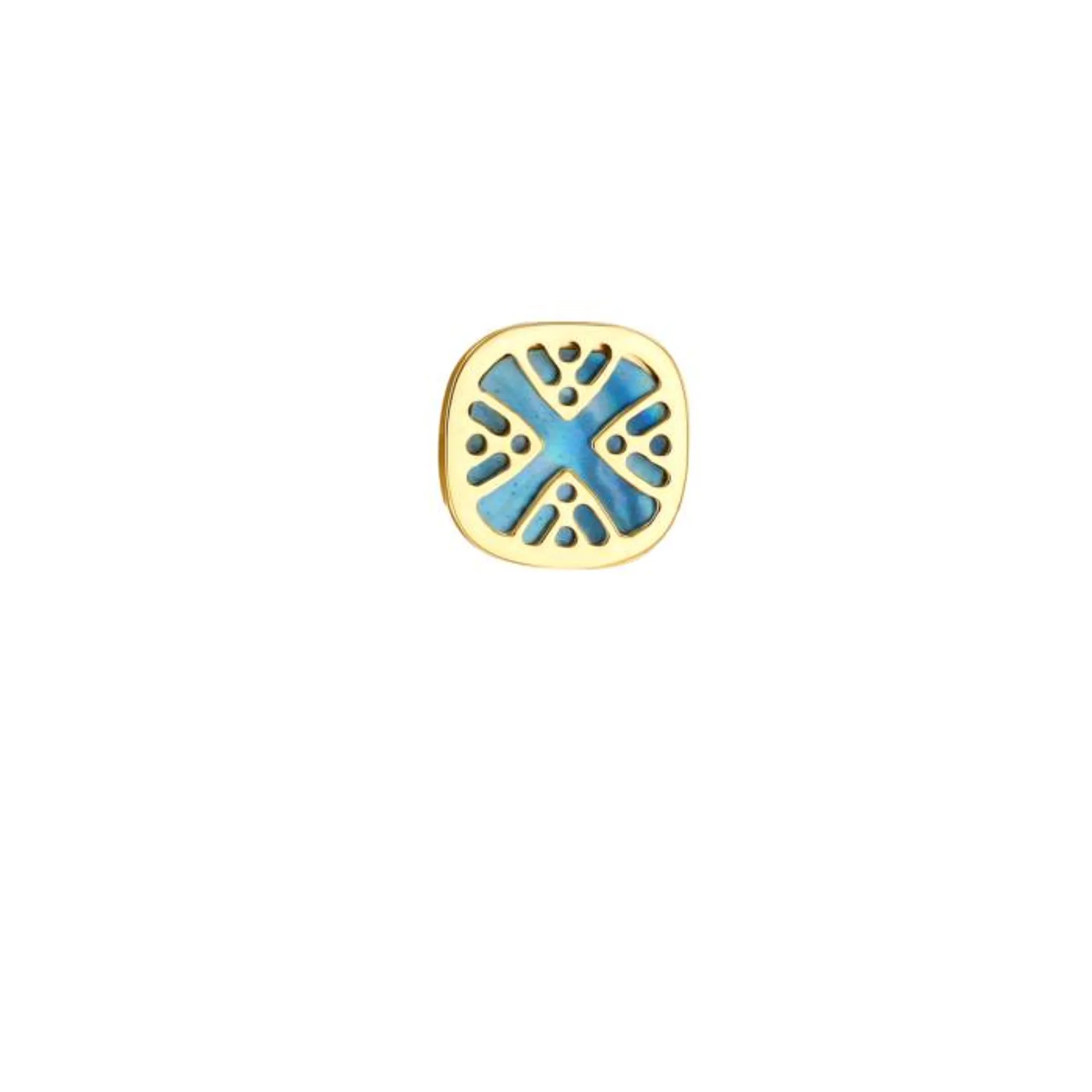 Amelia Magical Dusk Mother Of Pearl Small Square Stud Earrings in 18K Yellow Gold