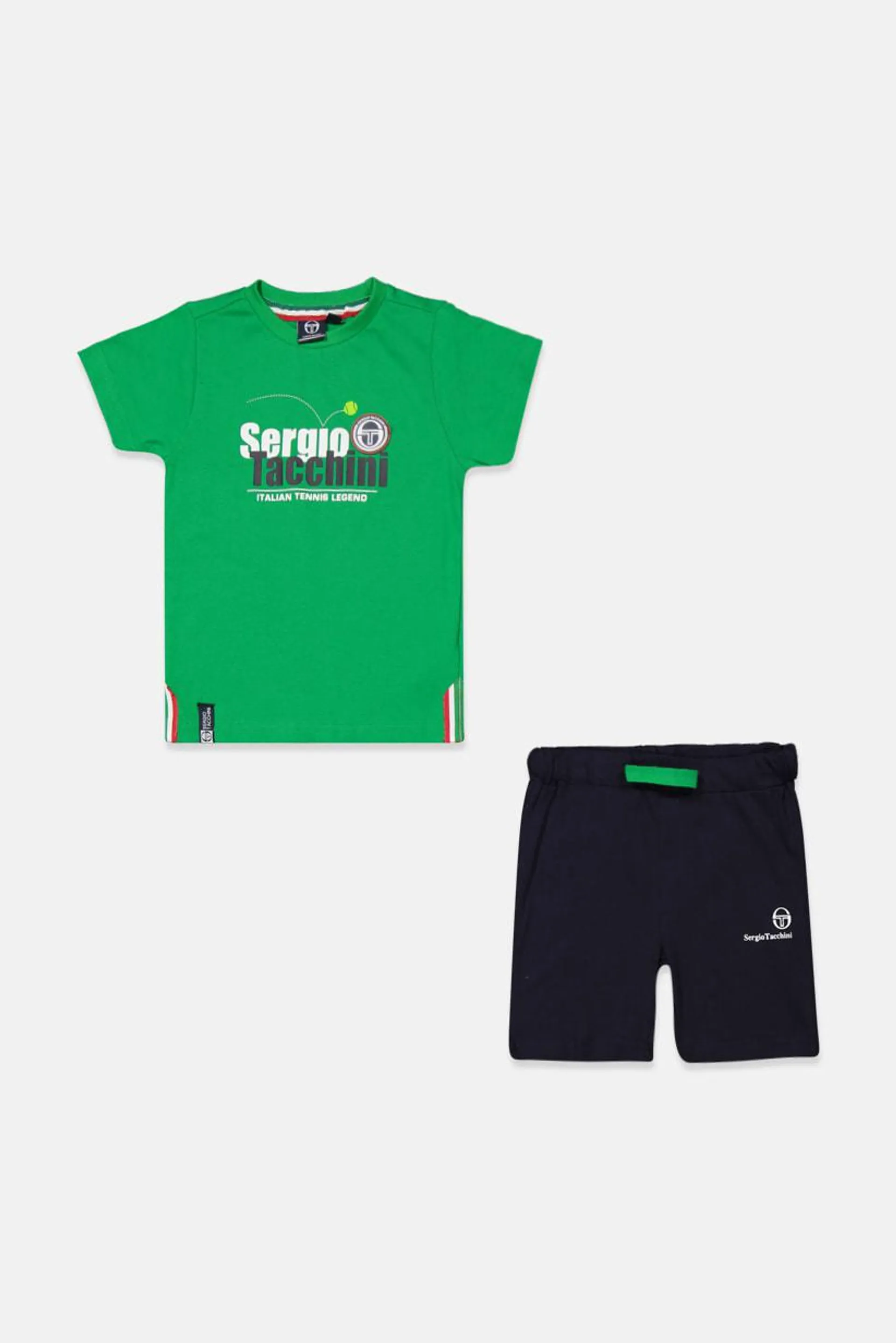 Toddlers Boy 2,Pieces Graphic Print Tees and Shorts Set, Green and Navy