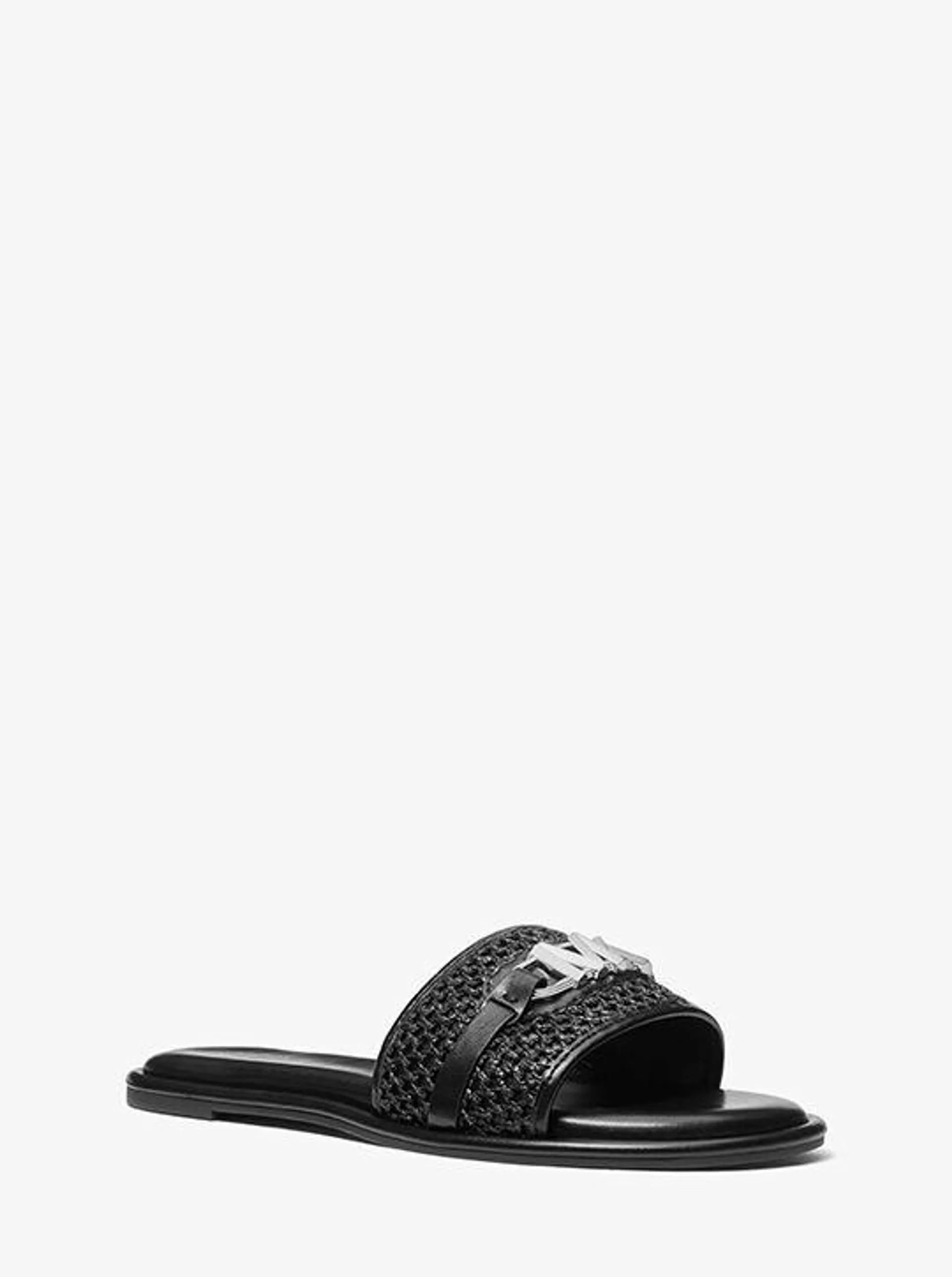 Ember Embellished Straw Slide Sandal