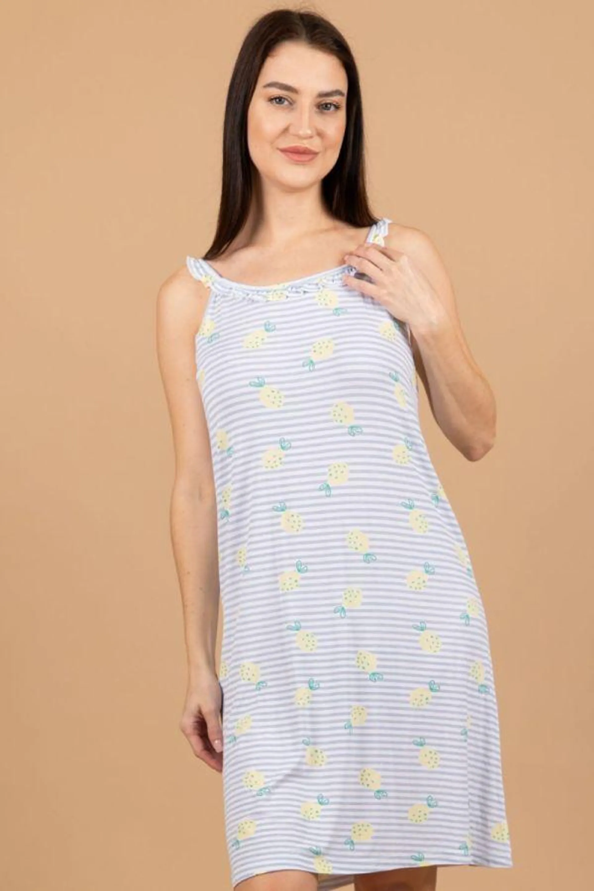 Ladies White Blue Lemon Chemise