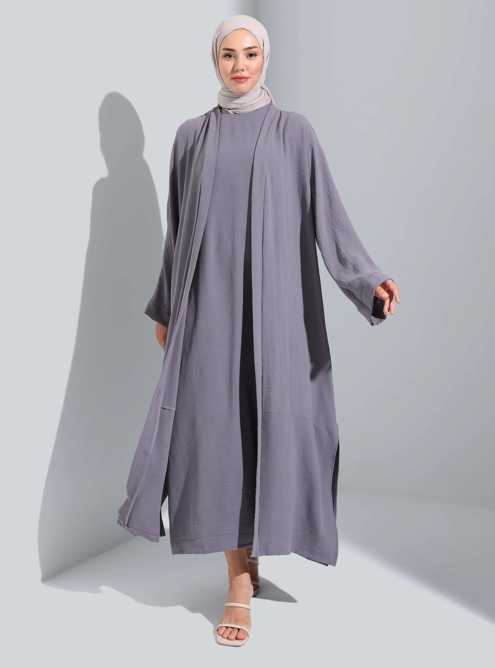 Grey - Unlined - Crew neck - Suit