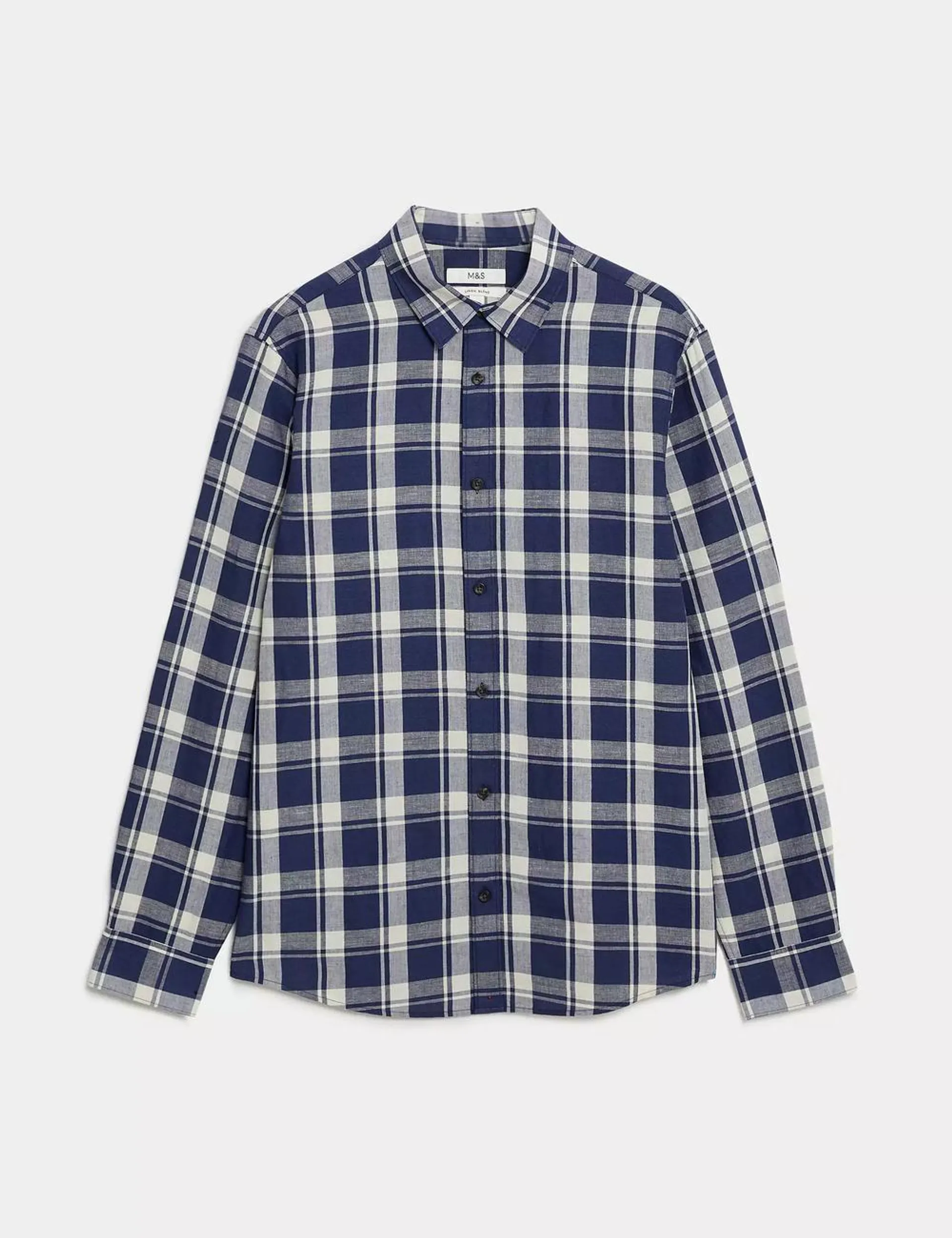 Easy Iron Cotton Linen Blend Check Shirt