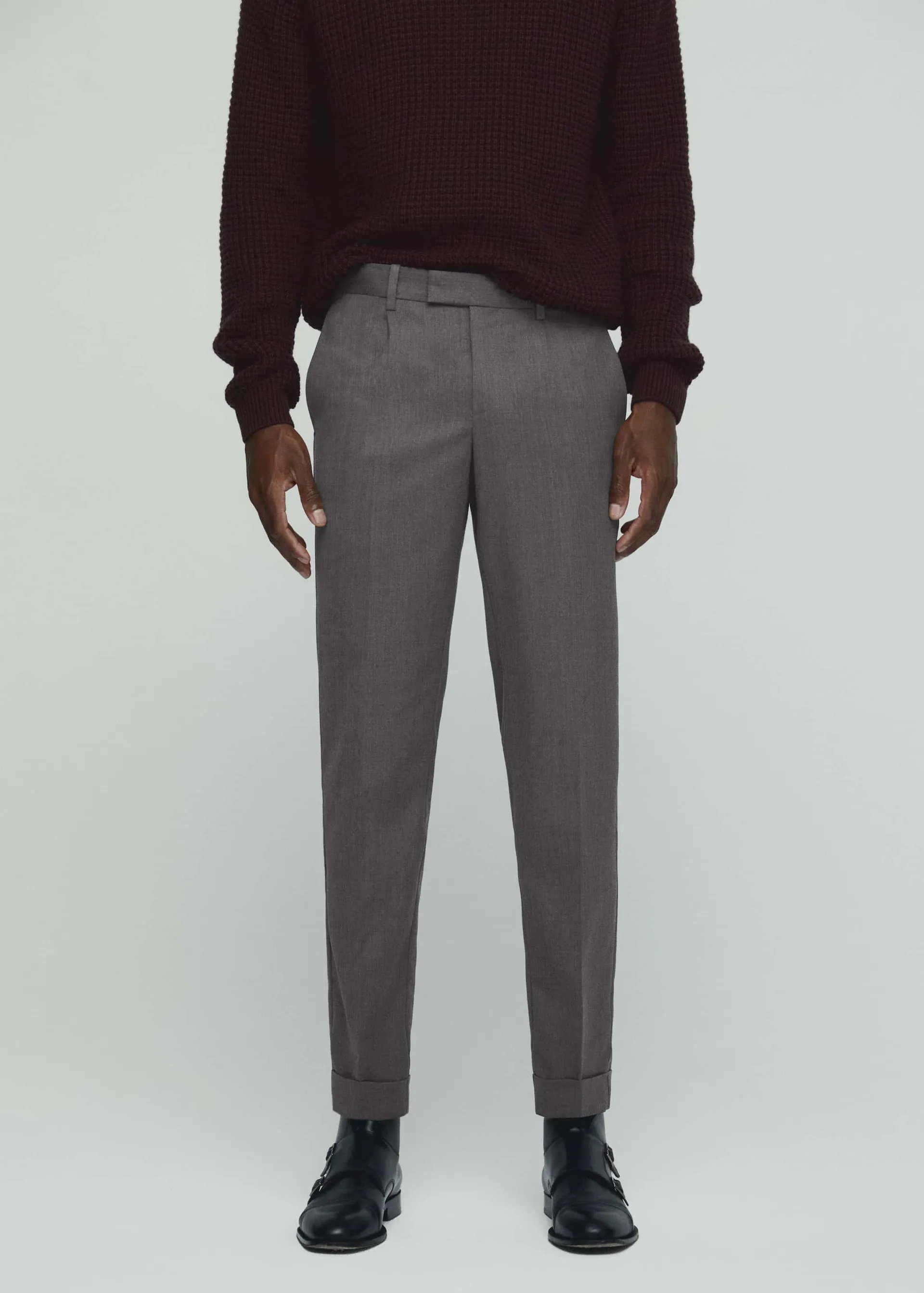 Pleat detail wool trousers