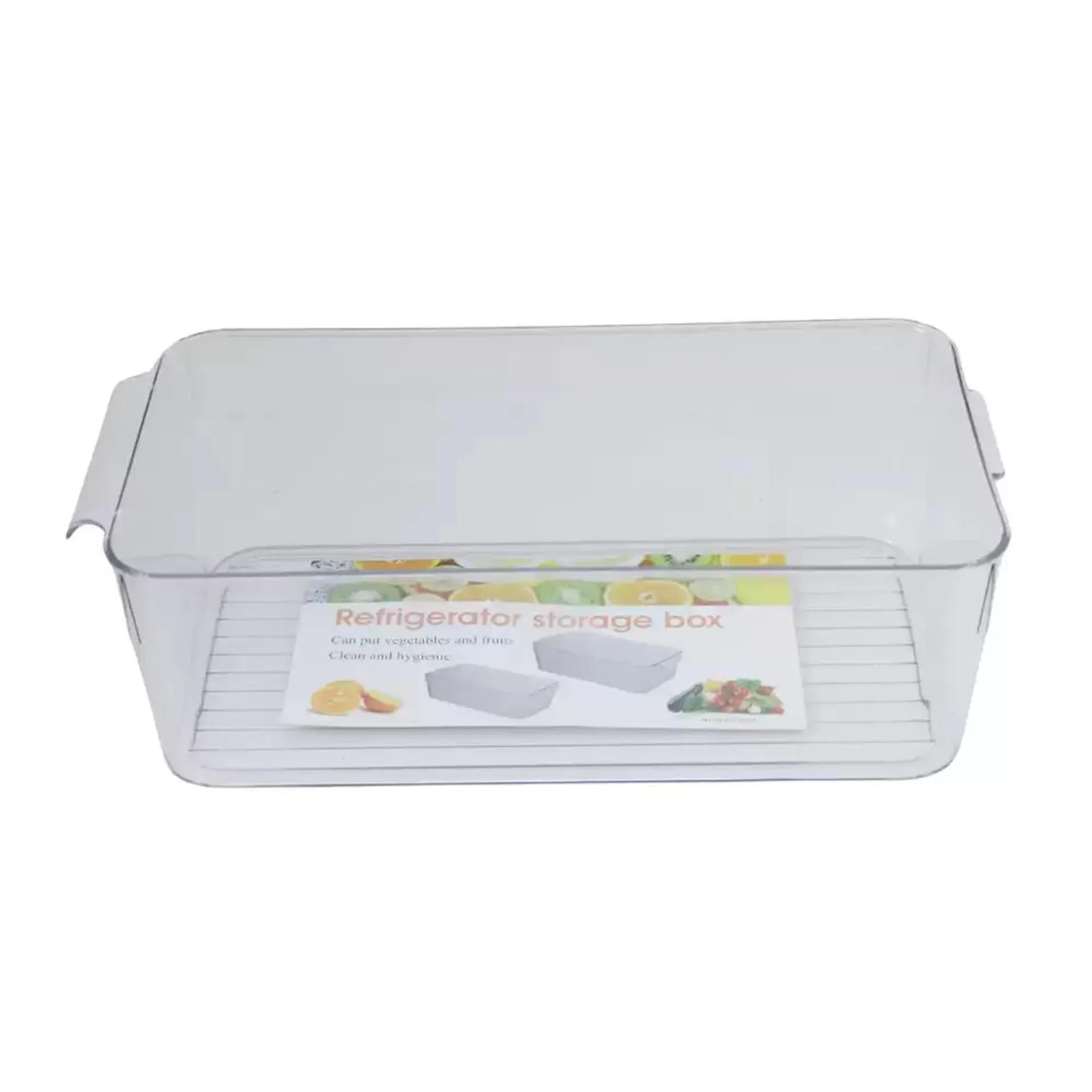 Clear Plastic Refrigerator Food Storage Organizer Box With Handles- 30X17X10cm