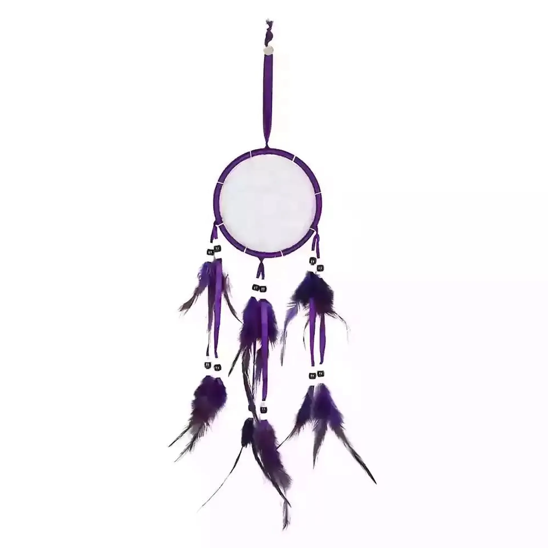 Cute Little Dream Catcher With Feathers And Beads, Home Decor For Positive Energy- Purple