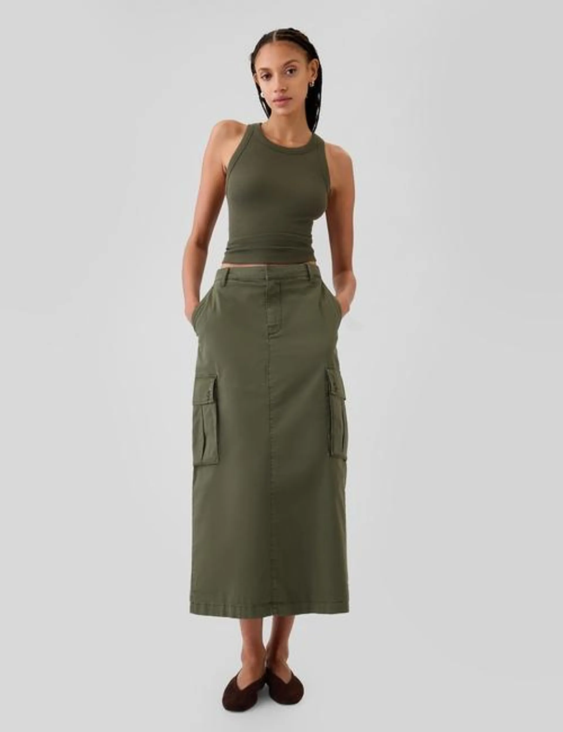 Utility Cargo Midi Skirt