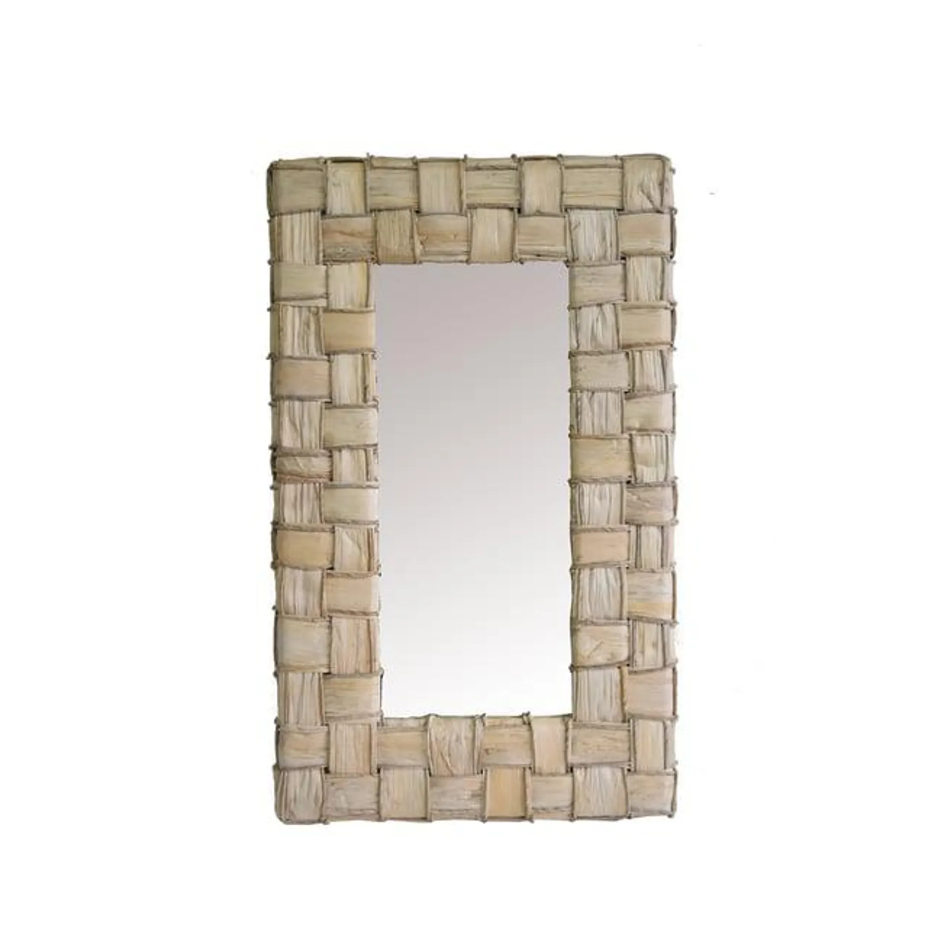 everlee abaca wall mirror 101x62x9cm- brown