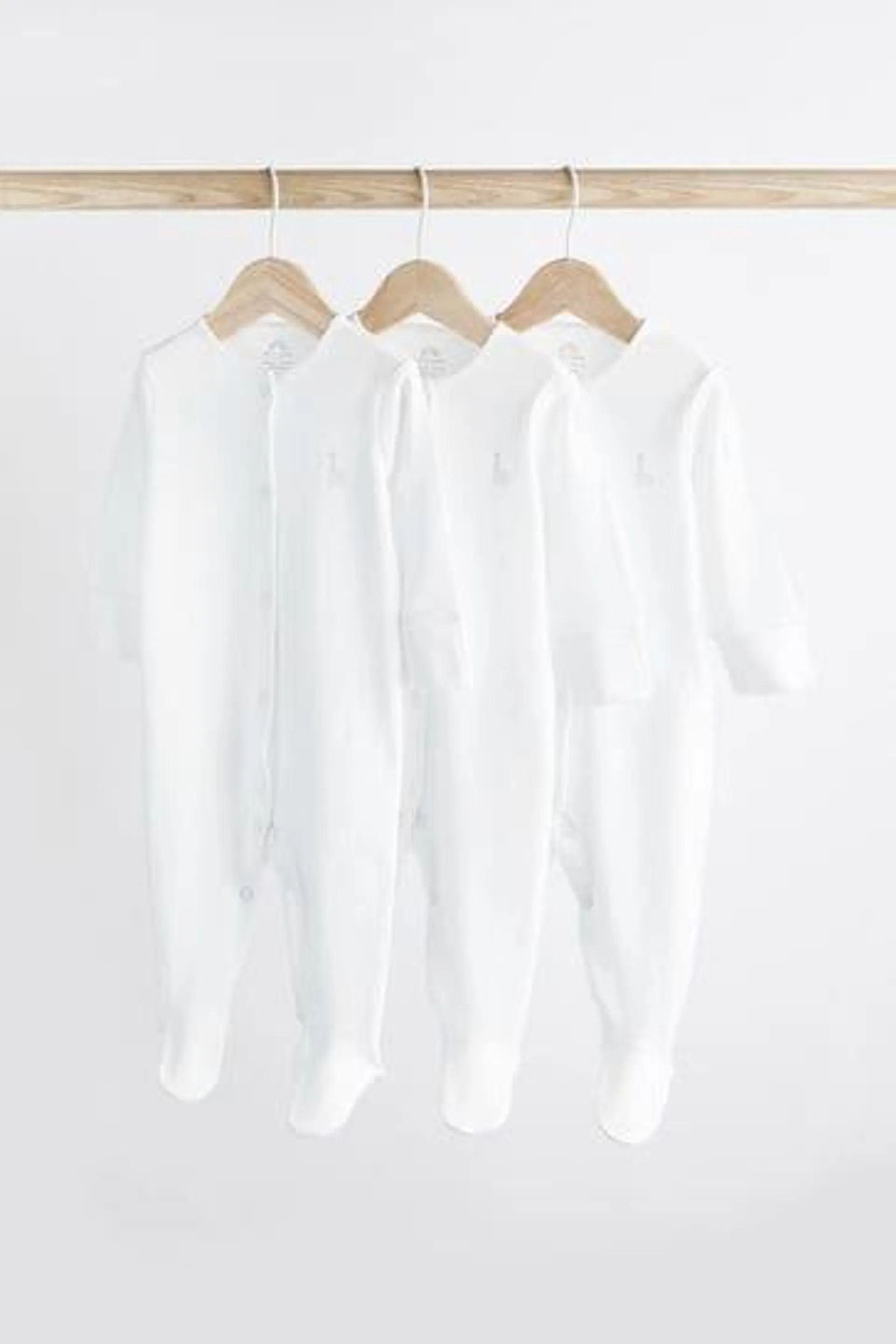 White Cotton Baby Sleepsuits (0-18mths)