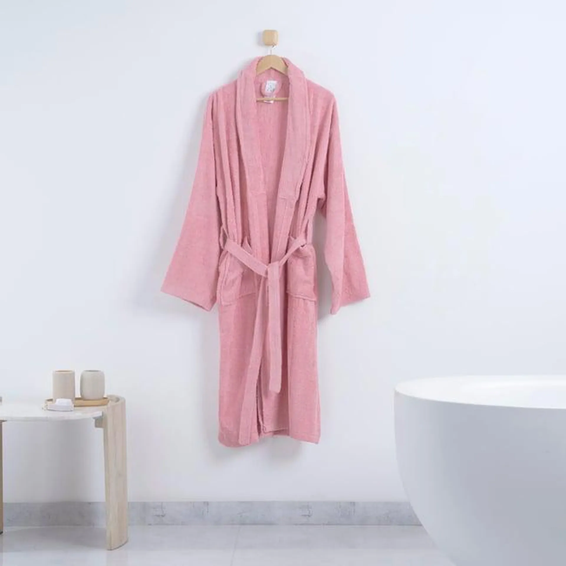 permea terry bathrobe m/l - pink