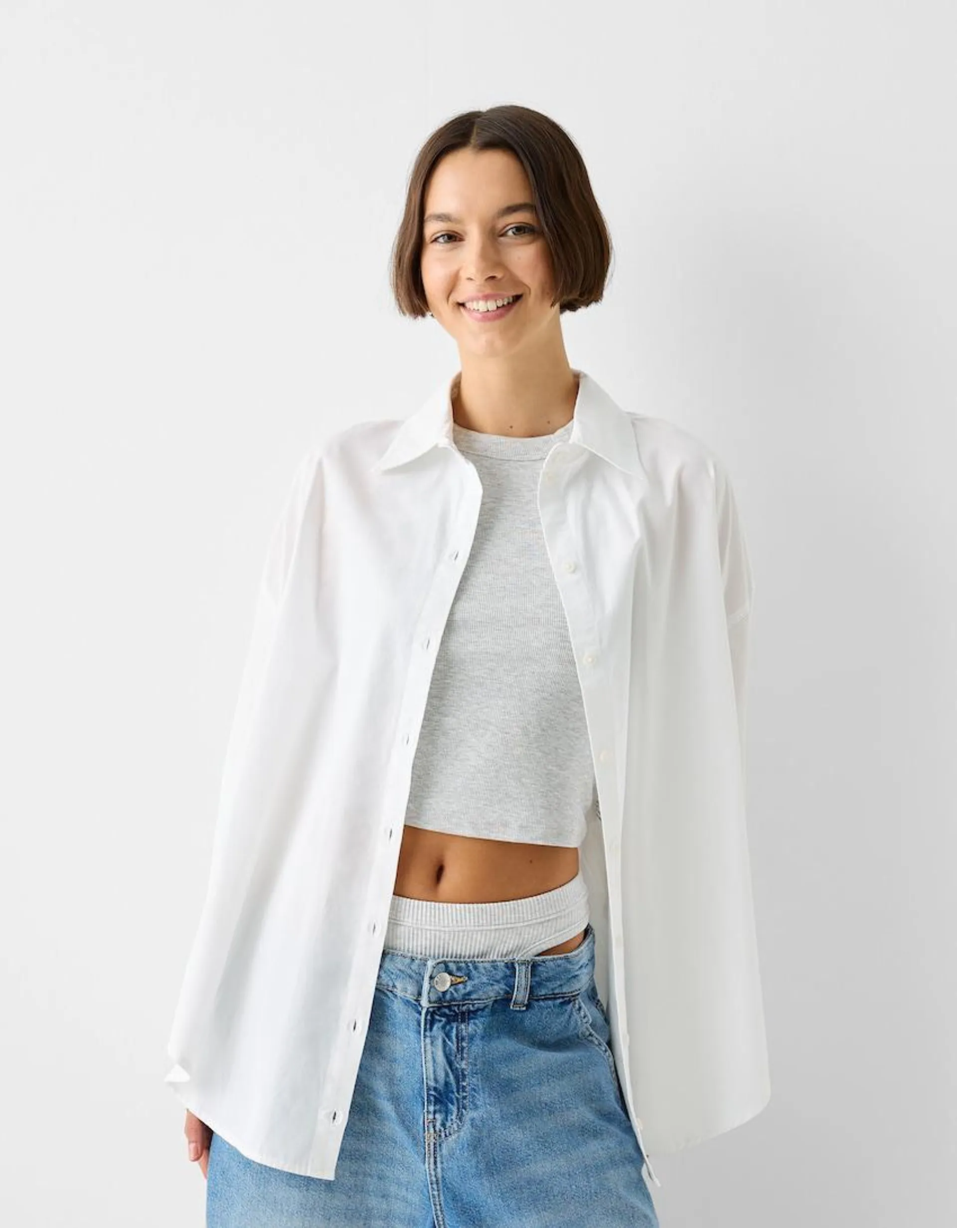 Oversize shirt with placket sleeves