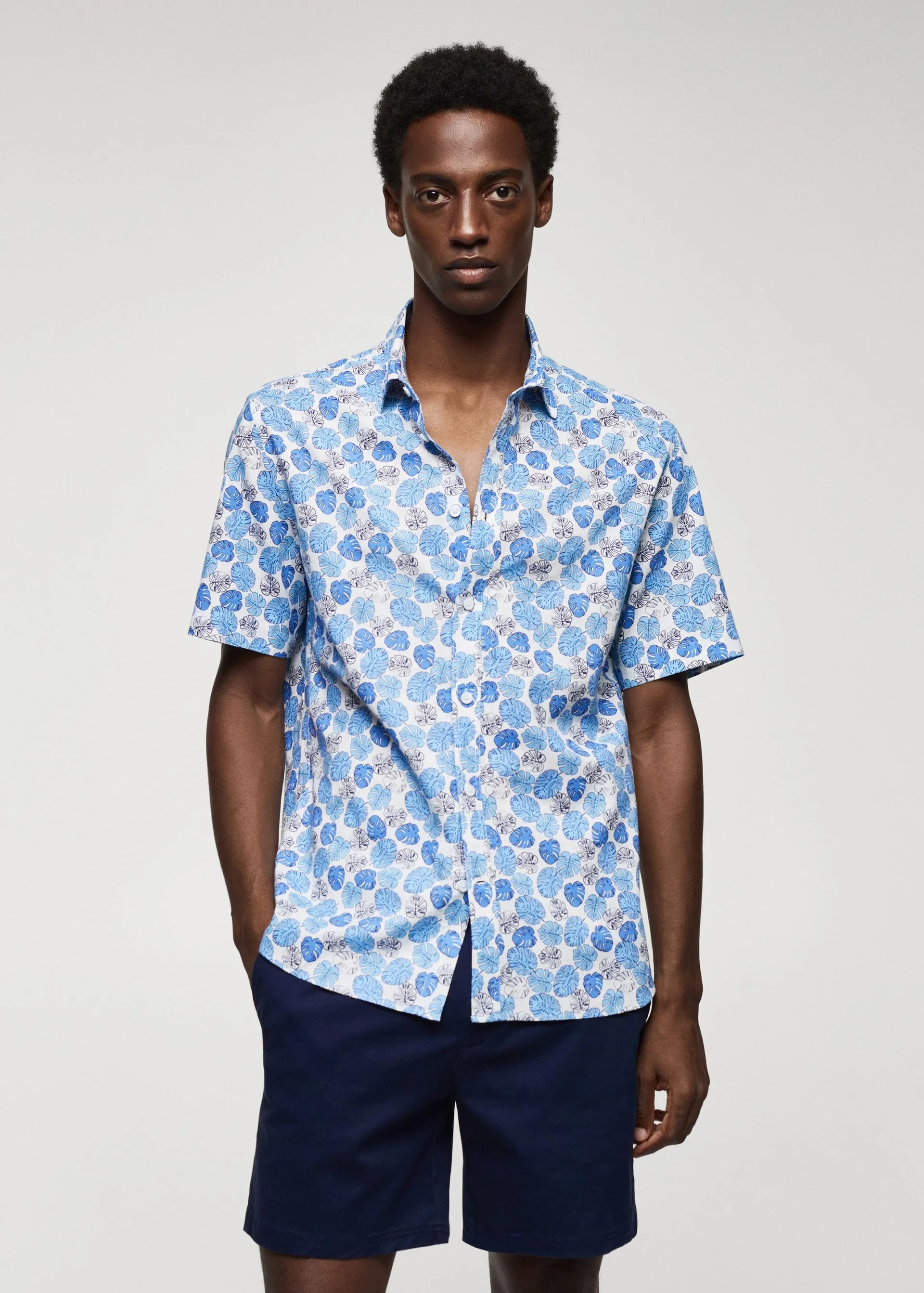 Printed cotton linen shirt