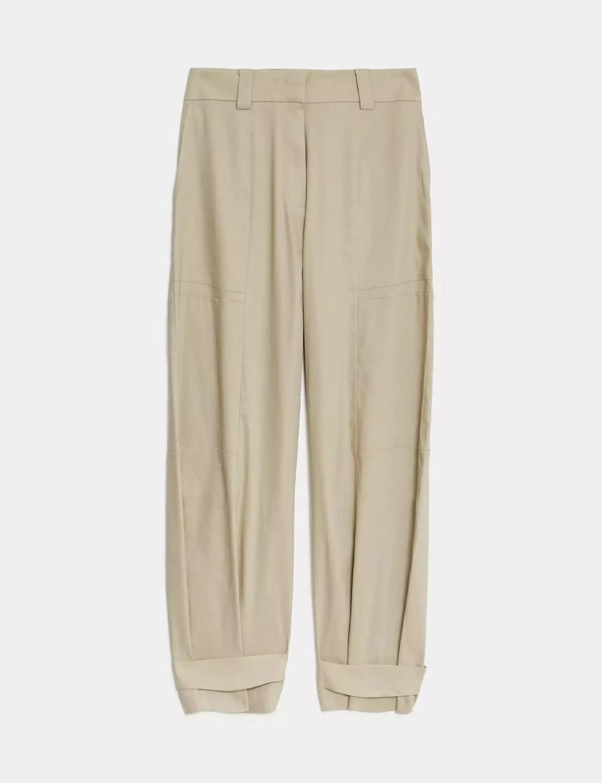 Linen Blend Straight Leg Trousers