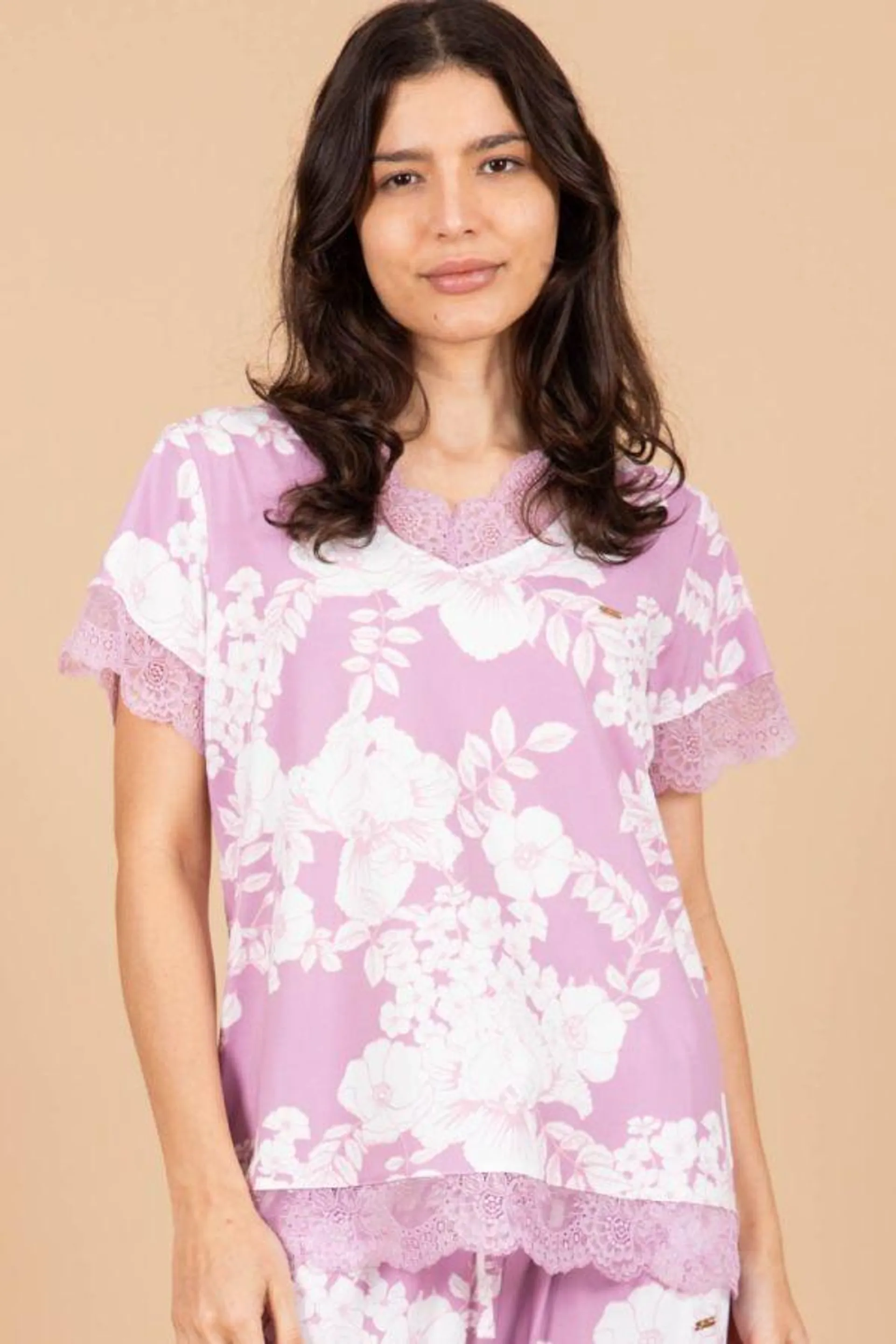 Ladies Mauve Floral Top