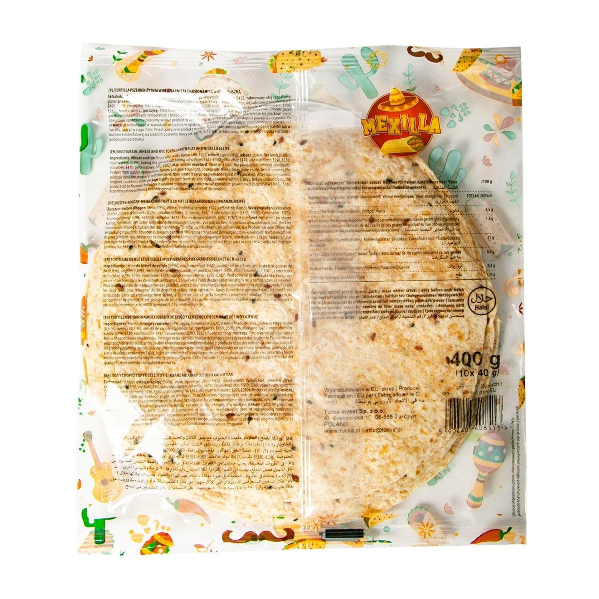 Mexilla Multigrain Tortilla Wraps 20cm 400 g