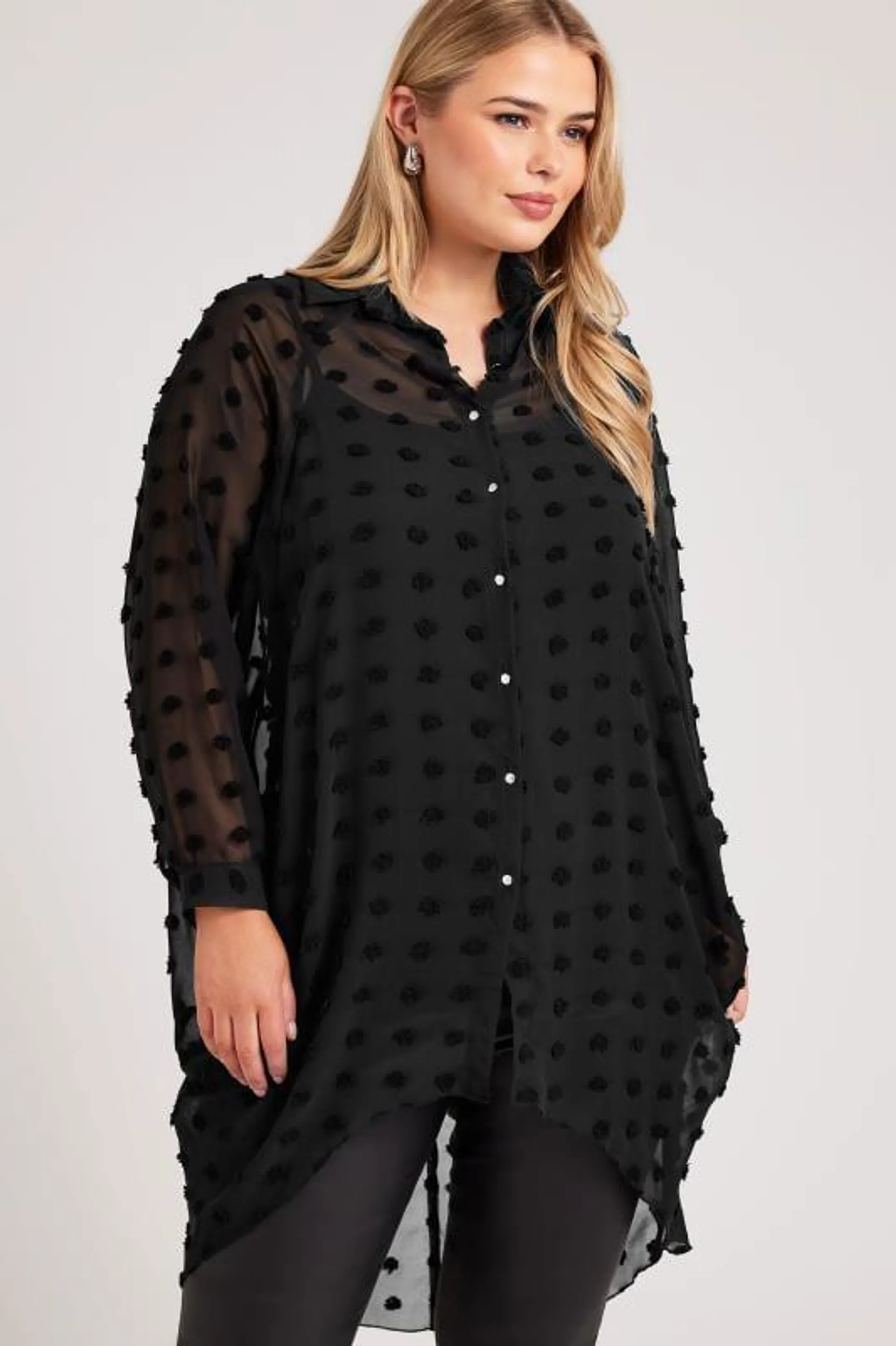 YOURS LONDON Curve Black Longline Batwing Sleeve Shirt