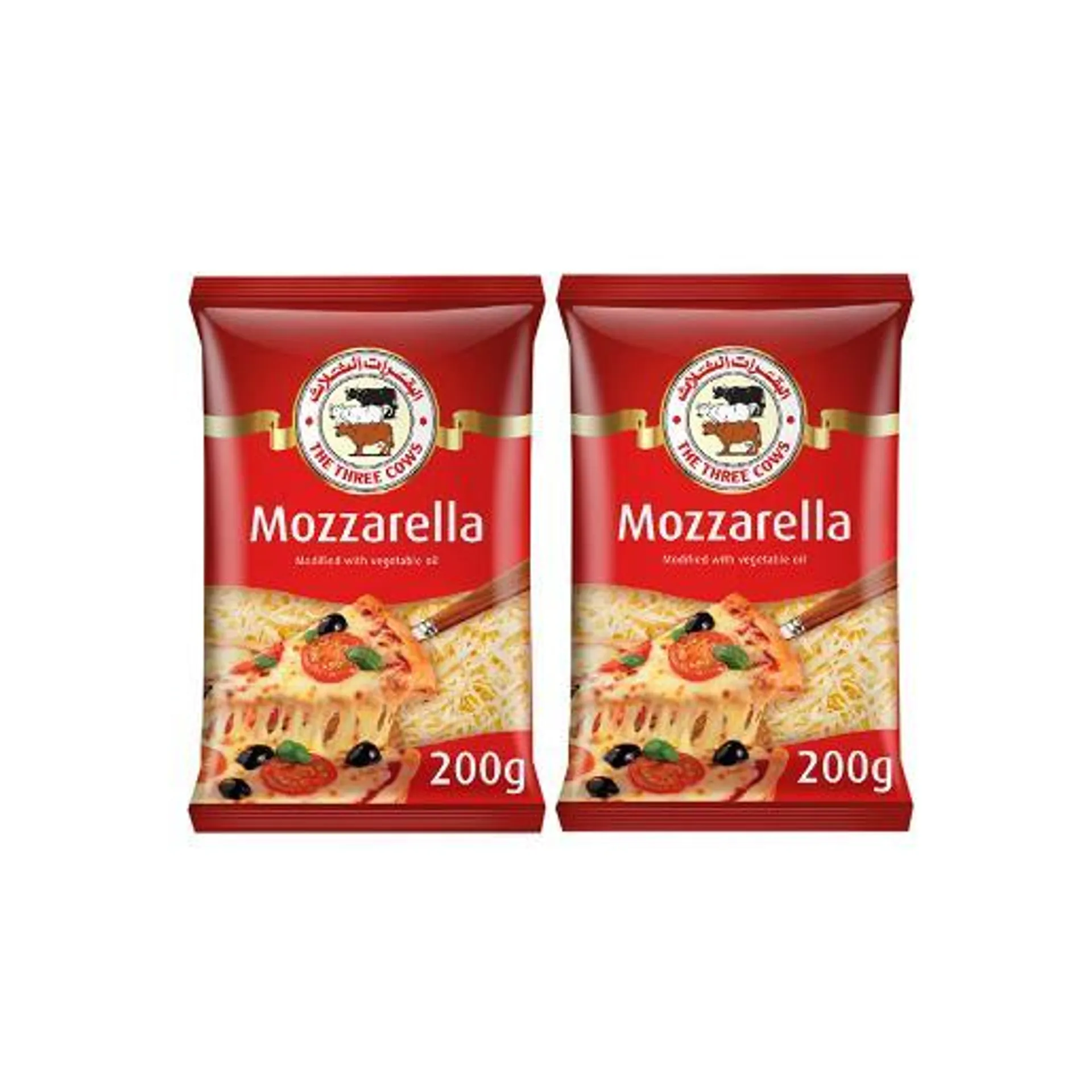 3 Cows Shredded Mozzarella Cheese 2 x 200g