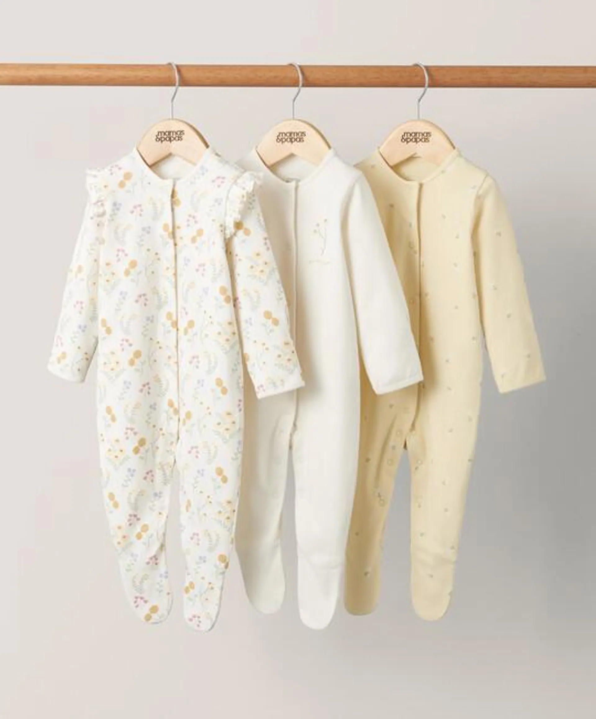 Botanical Garden Sleepsuits (Set of 3) - Yellow