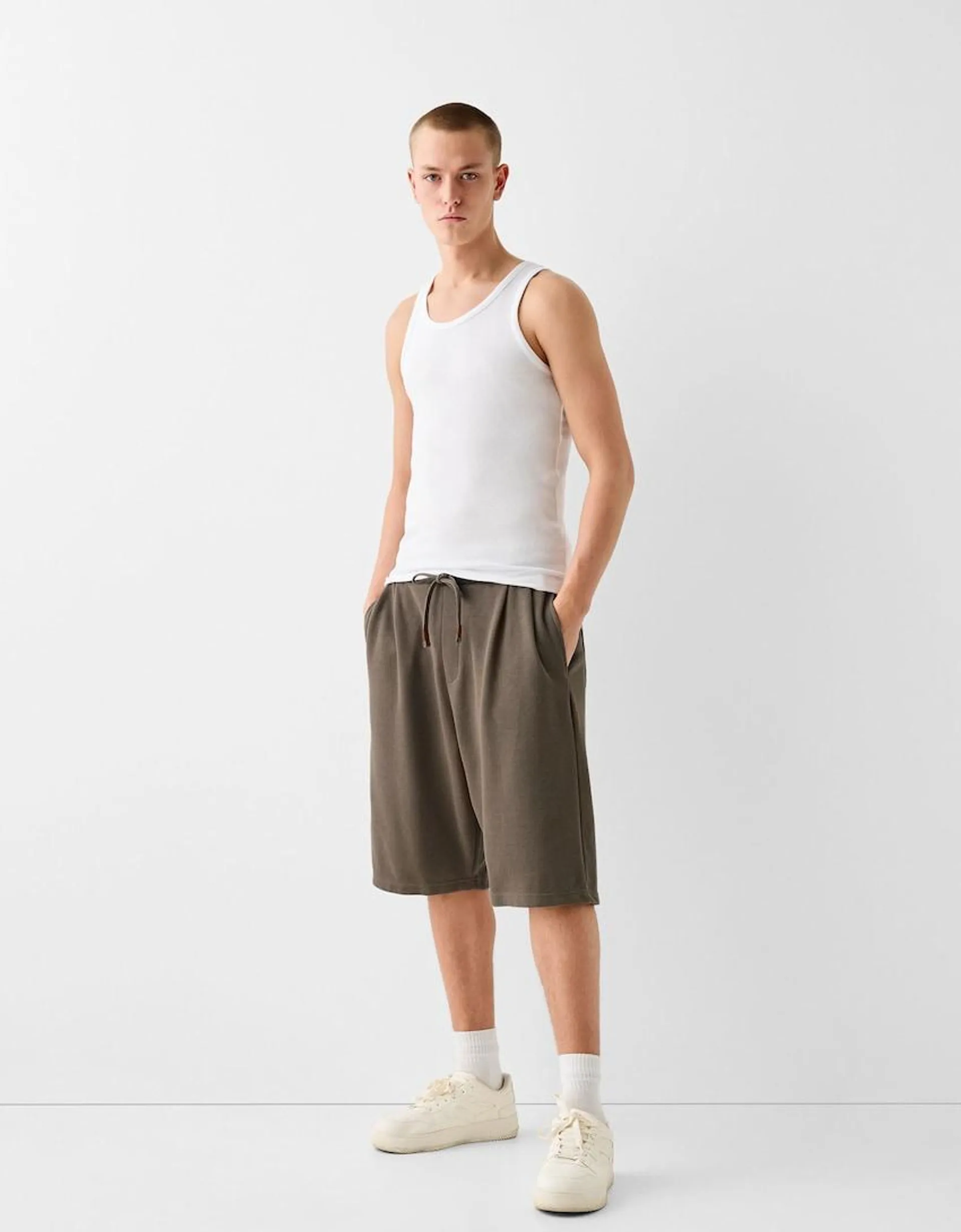 Ribbed baggy Bermuda shorts