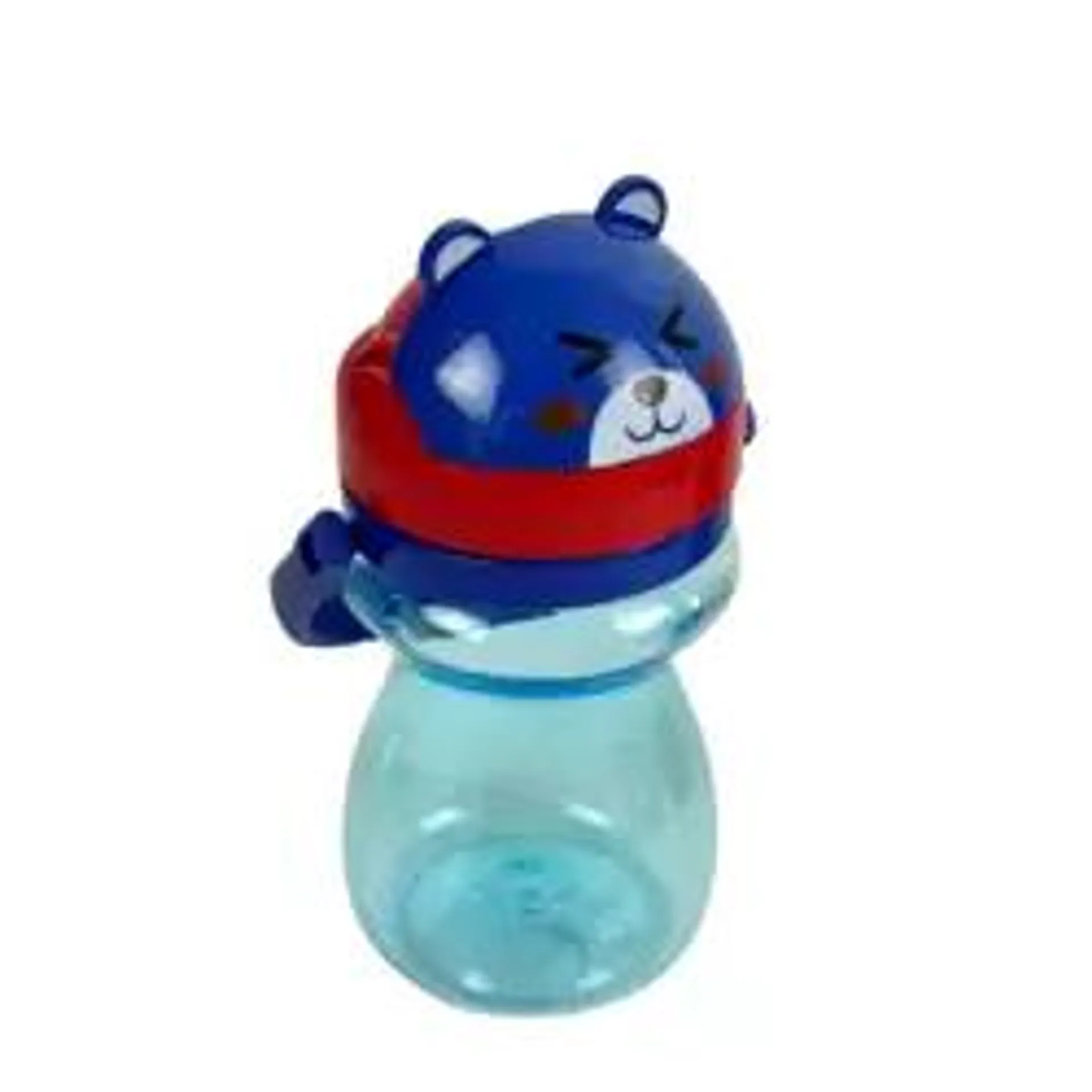 Baby Sippy Water Bottle With Portable Hanging Loop And Bendy Straw- Blue