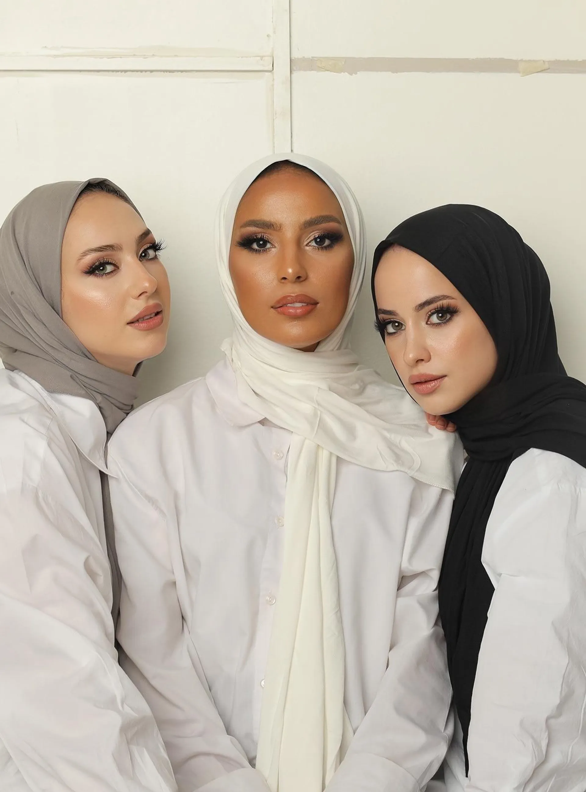 Advantage 3 Piece Luxury Combed Cotton Shawl Black Off-White Gray